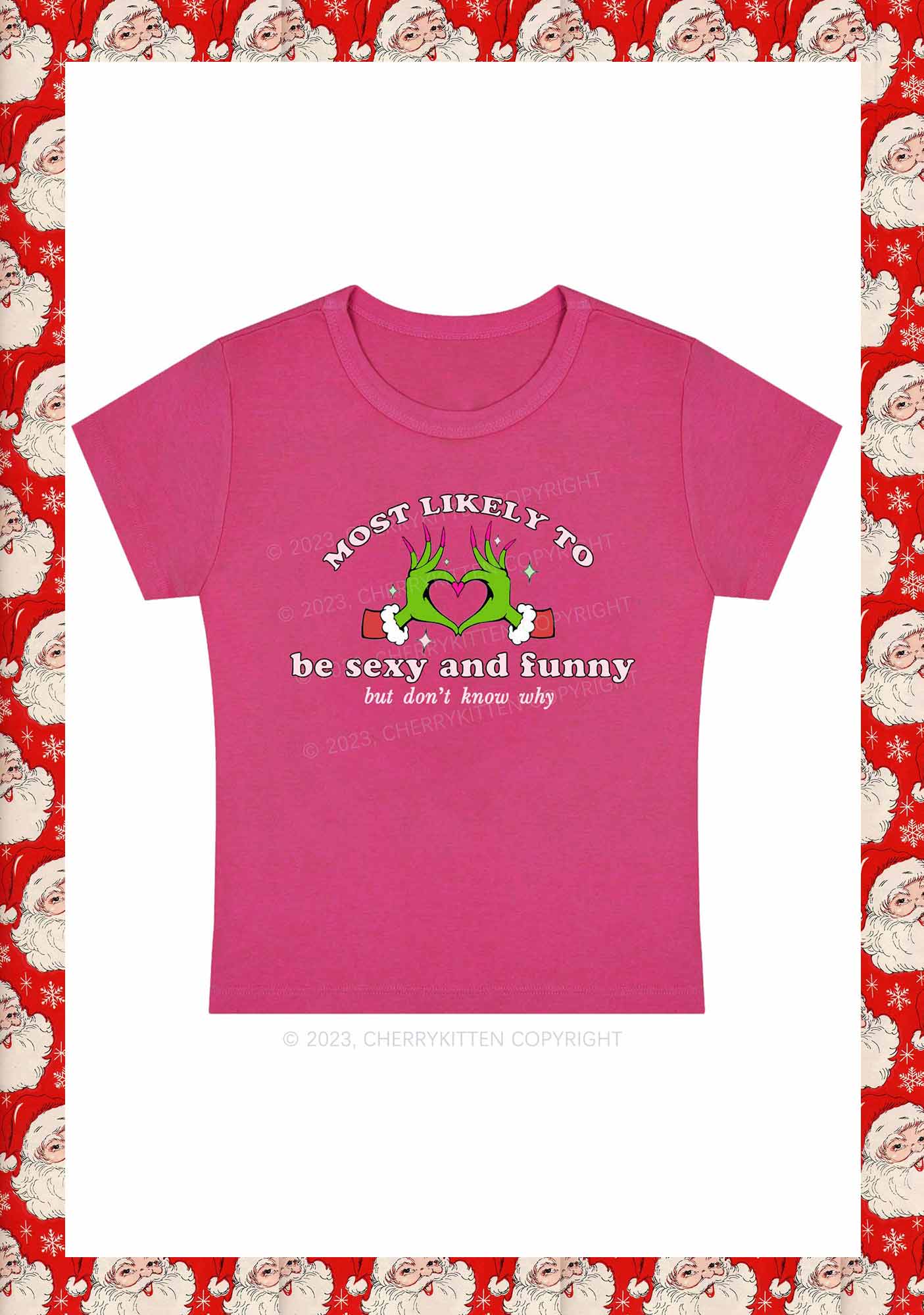 Queen Heart Be Funny Christmas Y2K Baby Tee Cherrykitten