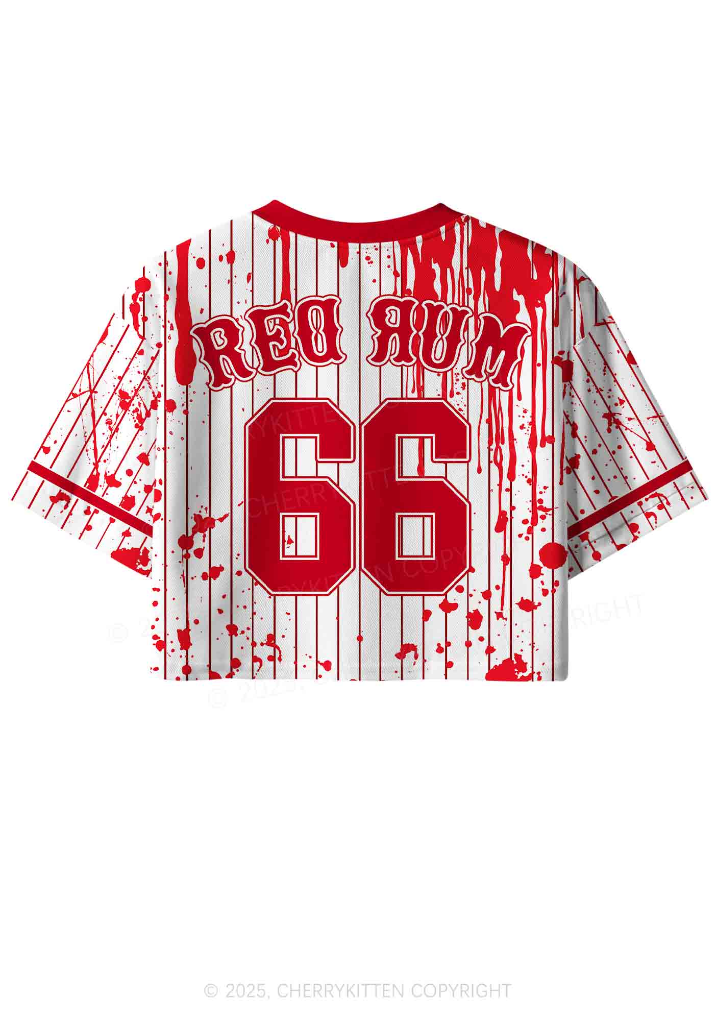 Halloween Custom Red Rum Blood Y2K Crop Sport Jersey Shirts Cherrykitten