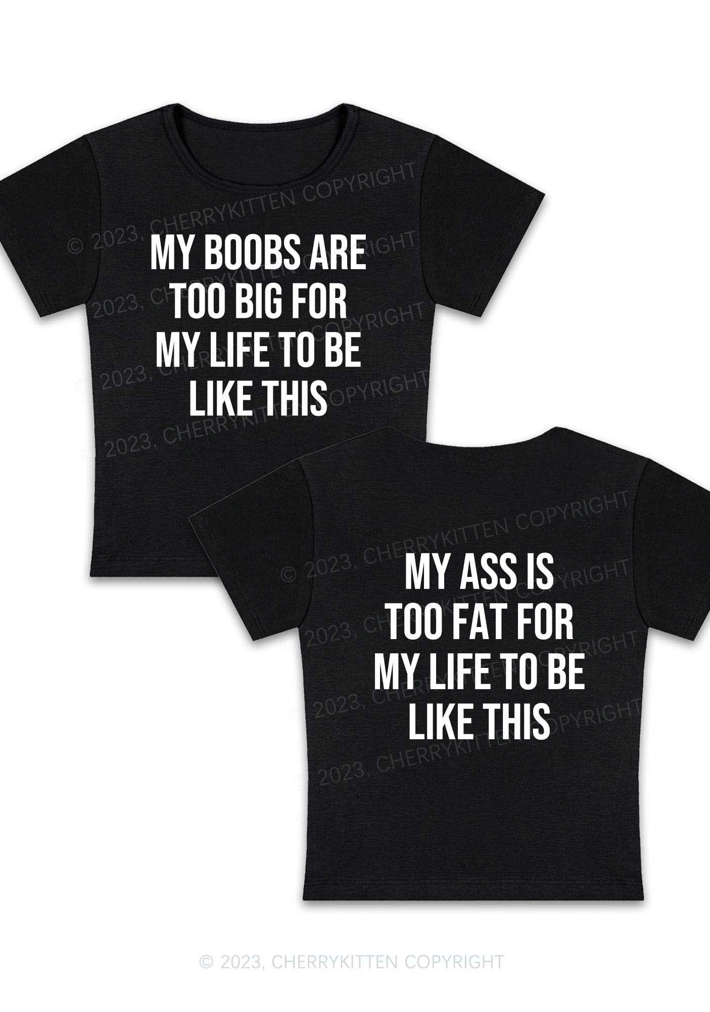 Curvy Too Big For My Life Y2K Baby Tee Cherrykitten