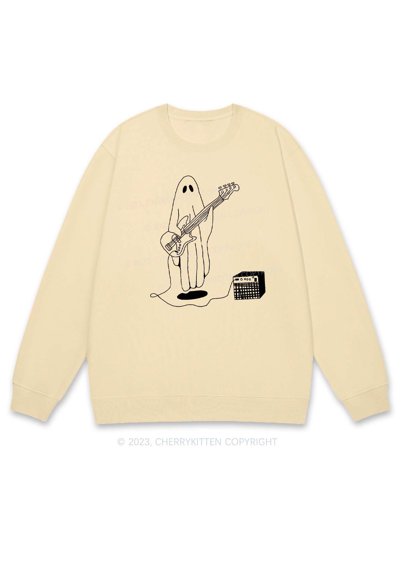 Ghost Guitar Player Halloween Y2K Sweatshirt Cherrykitten