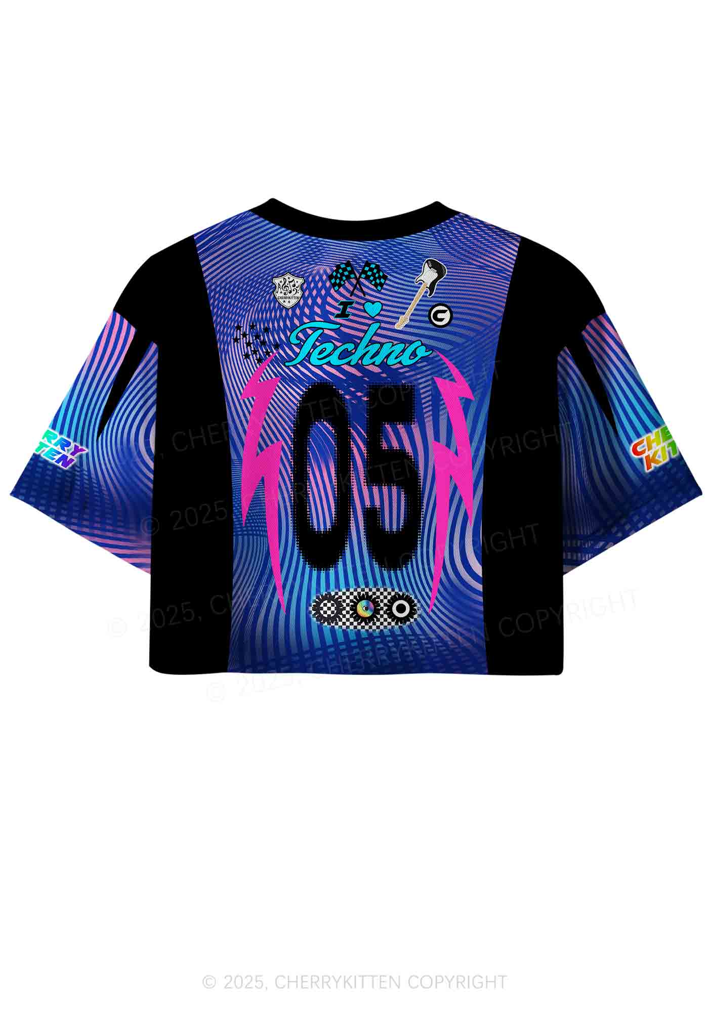 Custom I Love Techno Y2K Crop Sport Jersey Shirts Cherrykitten