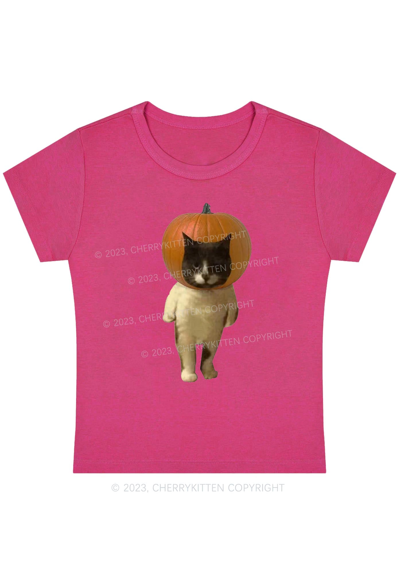 Pumpkin Head Cat Halloween Baby Tee Cherrykitten