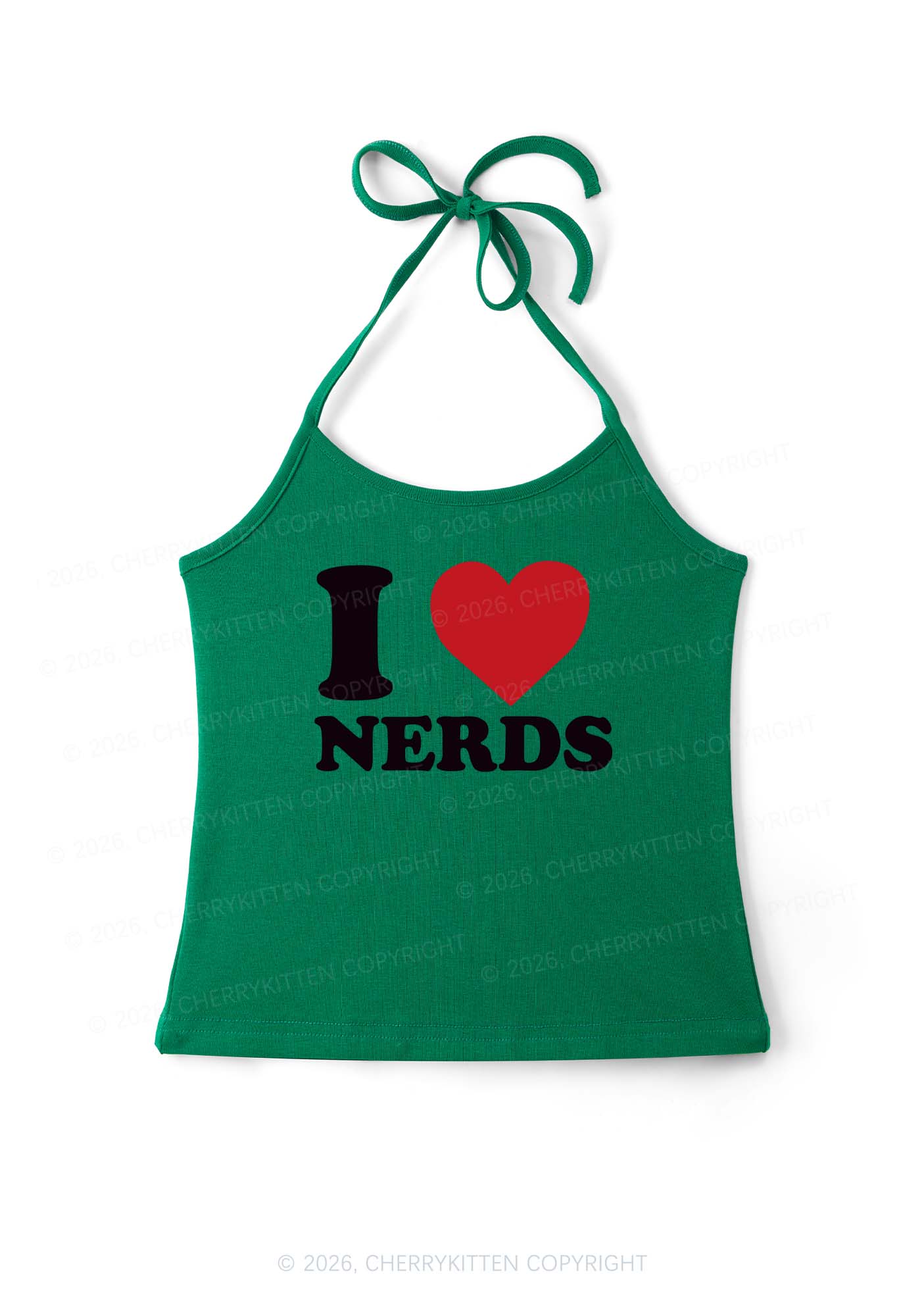 I Love Nerds Y2K Halter Neck Cami Cherrykitten