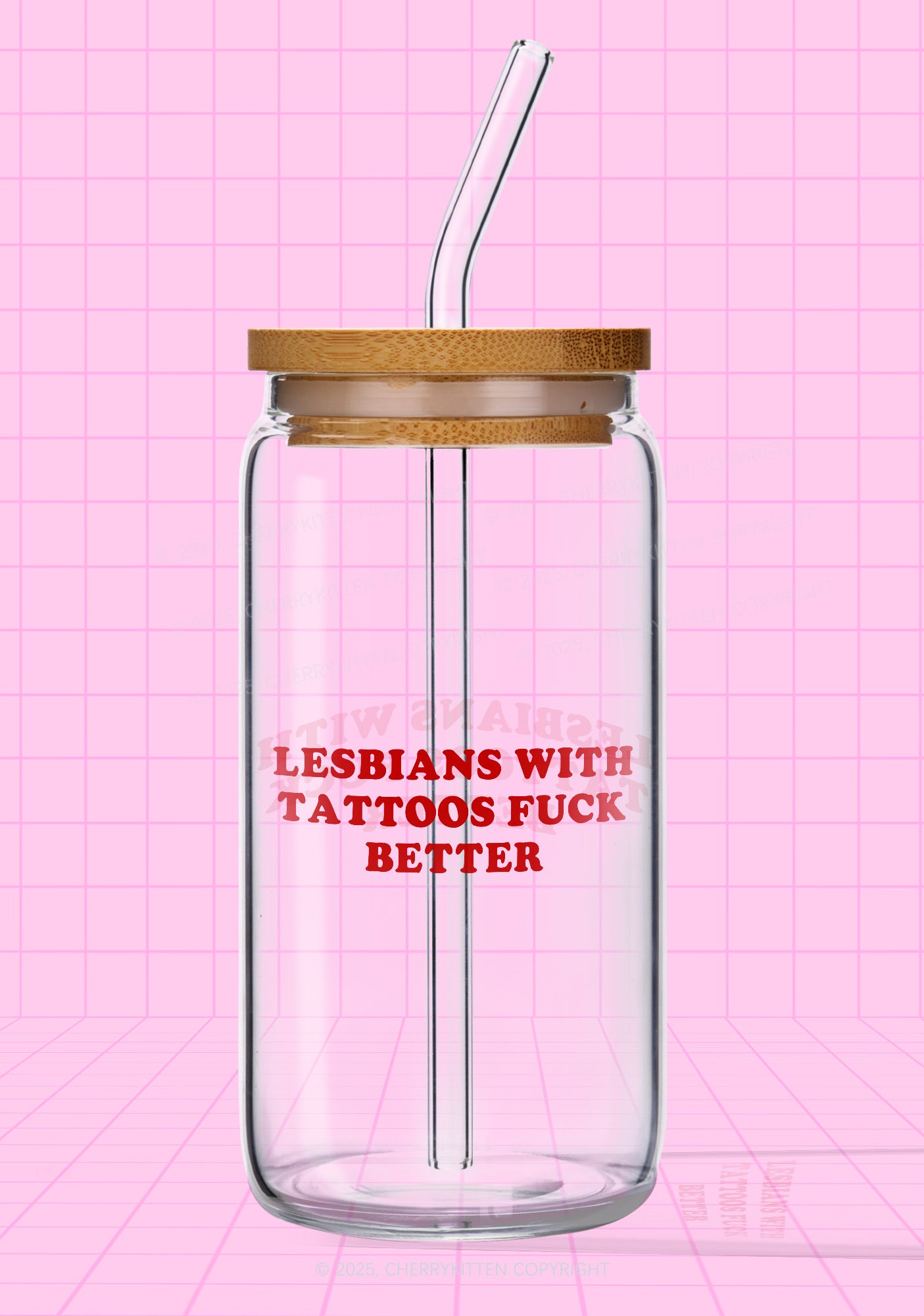 Lesbians With Tattoos Pride Y2K Printed Glass Cup Cherrykitten