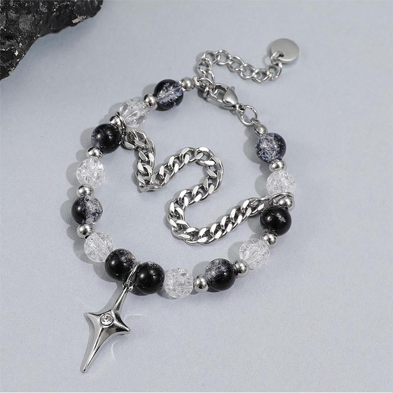 Cracked Four Pointed Star Y2K Double Layer Stacking Bracelet Cherrykitten