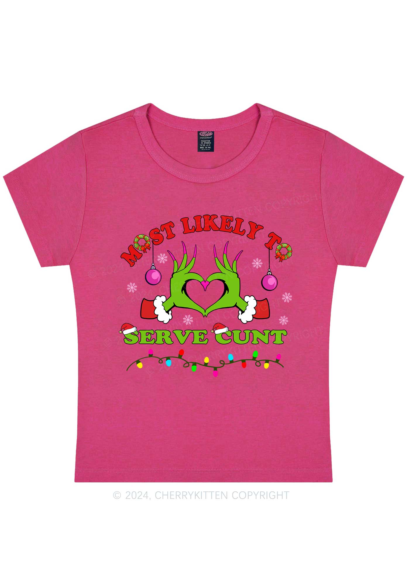 Christmas Most Likely To Custom Text Y2K Baby Tee Cherrykitten