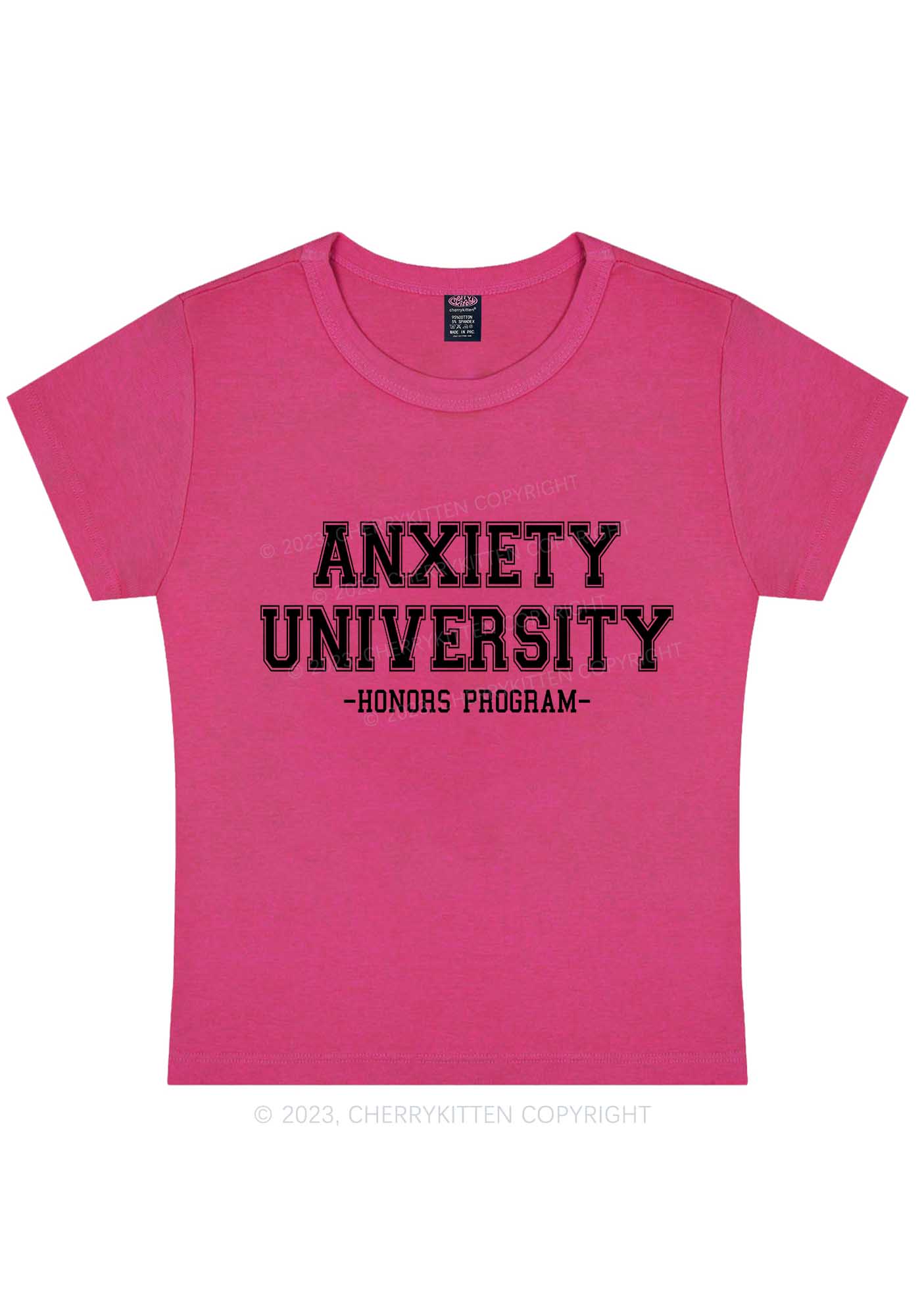 Anxiety University Honors Program Y2K Baby Tee Cherrykitten