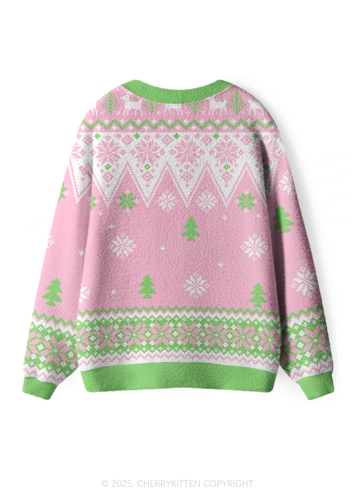 Pink Santa Y2K Christmas Cardigan Knit Sweatshirt Cherrykitten