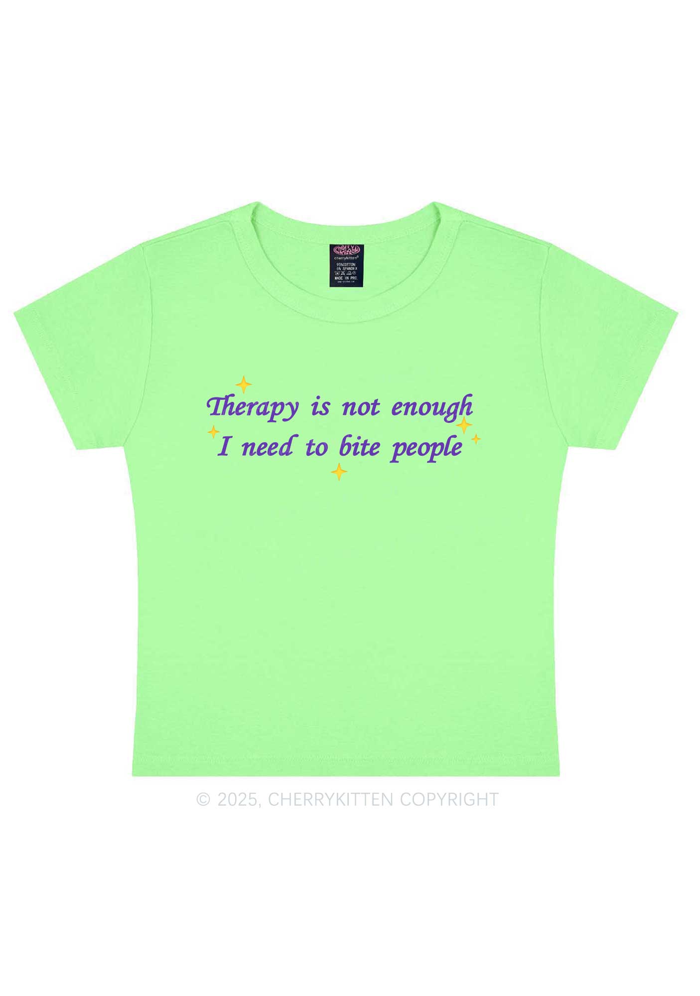 Therapy Not Enough Y2K Baby Tee Cherrykitten