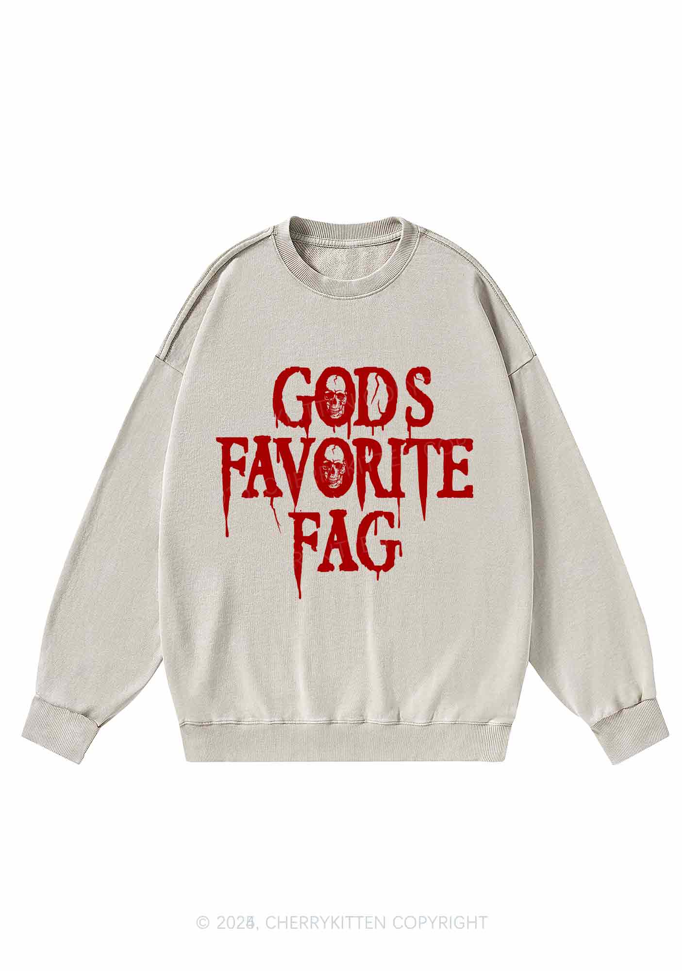 Halloween Gods Favorite Fag Pride Y2K Washed Sweatshirts Cherrykitten