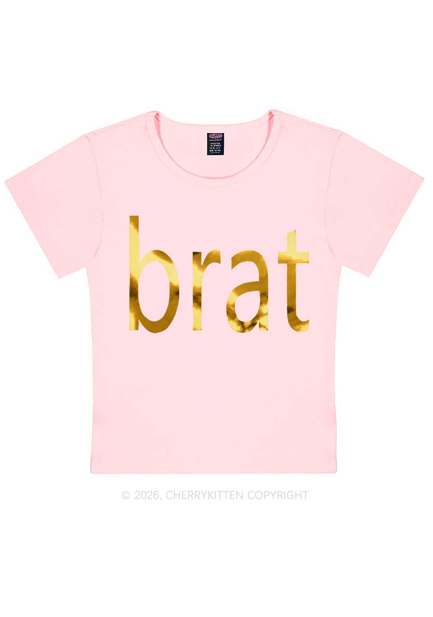 Brat Silver Foil Printed Y2K Baby Tee Cherrykitten