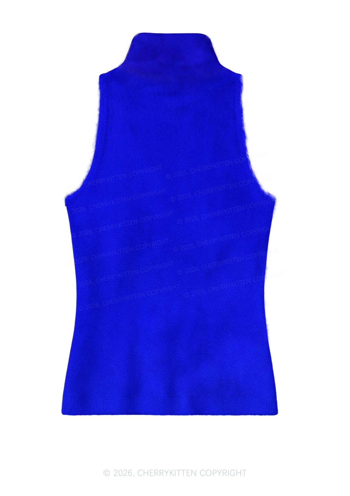 Guinea Pig On Blue Y2K Knit Turtleneck Tank Top Cherrykitten