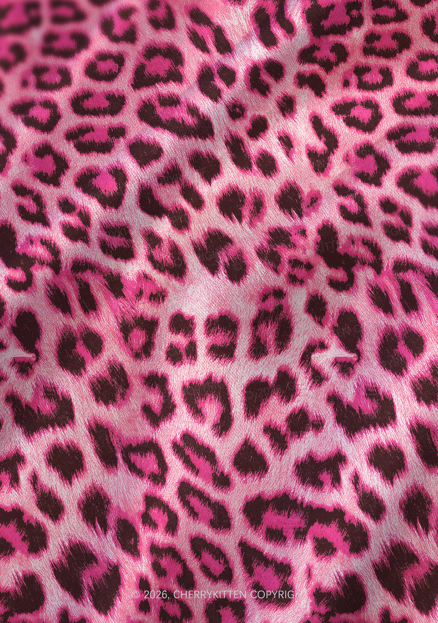 Pink Leopard Y2K Print Satin Cowl Neck Slip Dress Cherrykitten