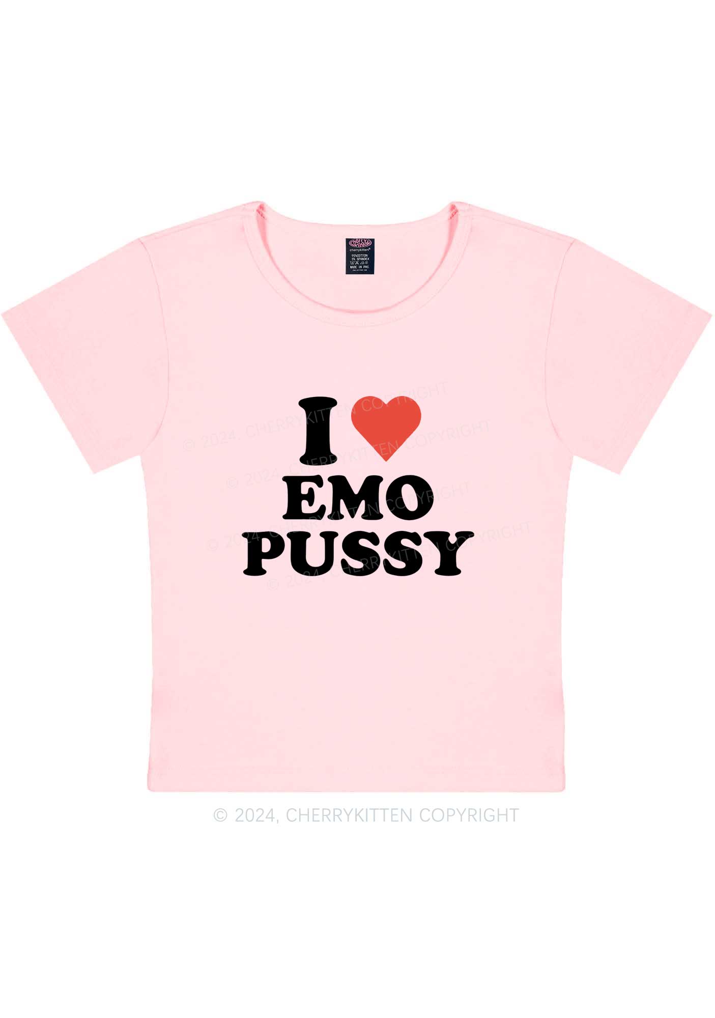 I Love EMO Puxxy Y2K Baby Tee Cherrykitten