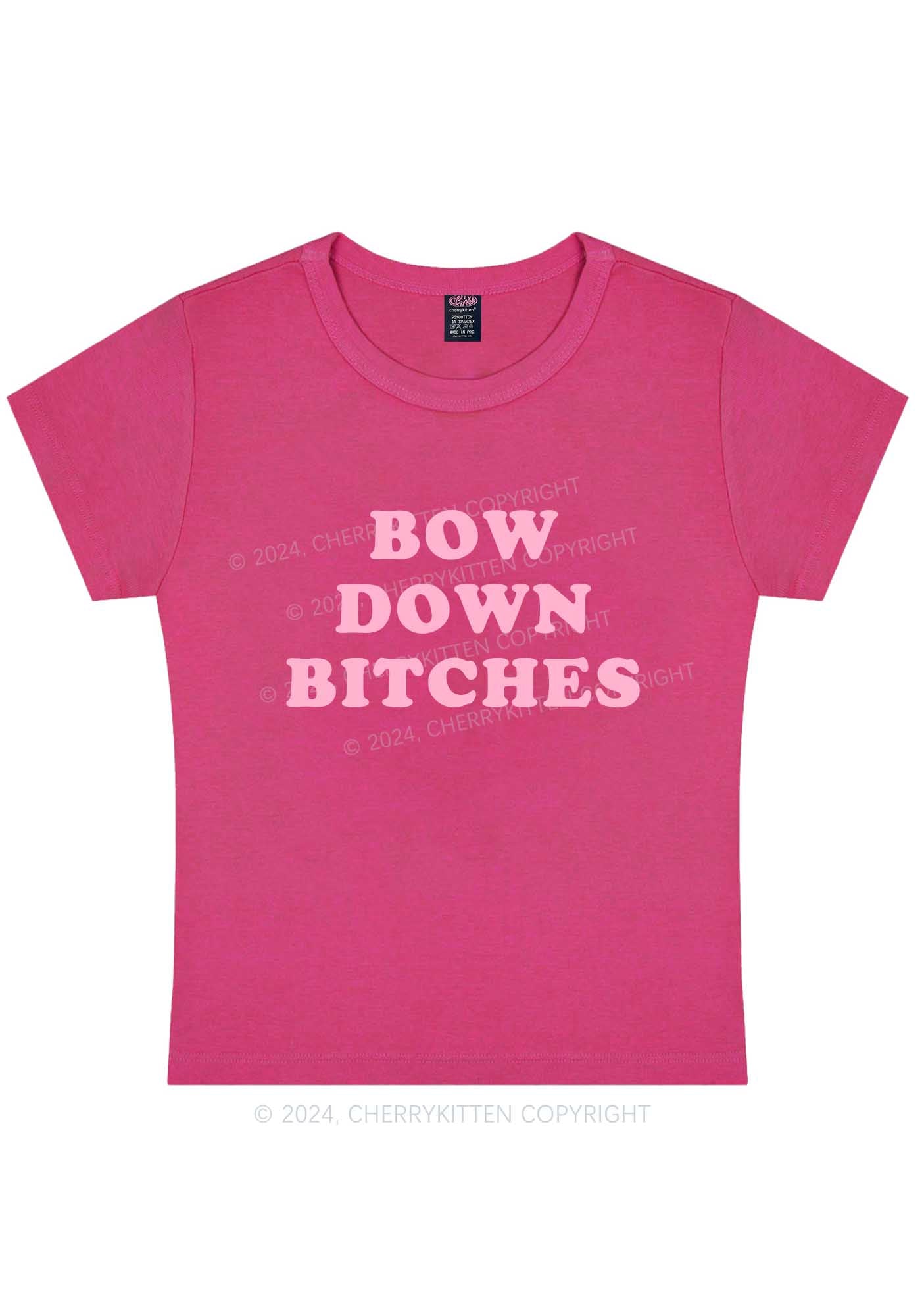 Curvy Bow Down Bxxches Y2K Baby Tee Cherrykitten