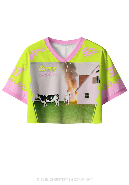 Custom Pony Cow Y2K Crop Sport Jersey Shirts Cherrykitten