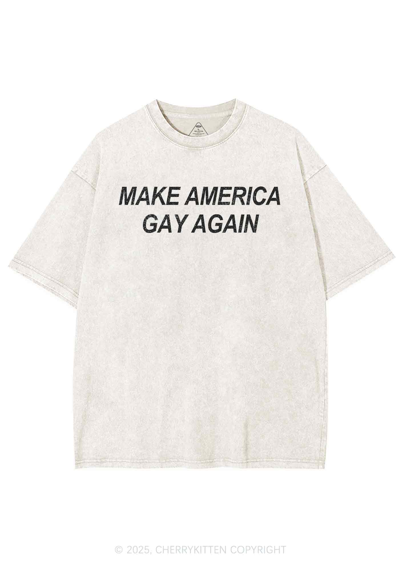 Make America Gay Again Pride Y2K Shirts Washed Tee Cherrykitten