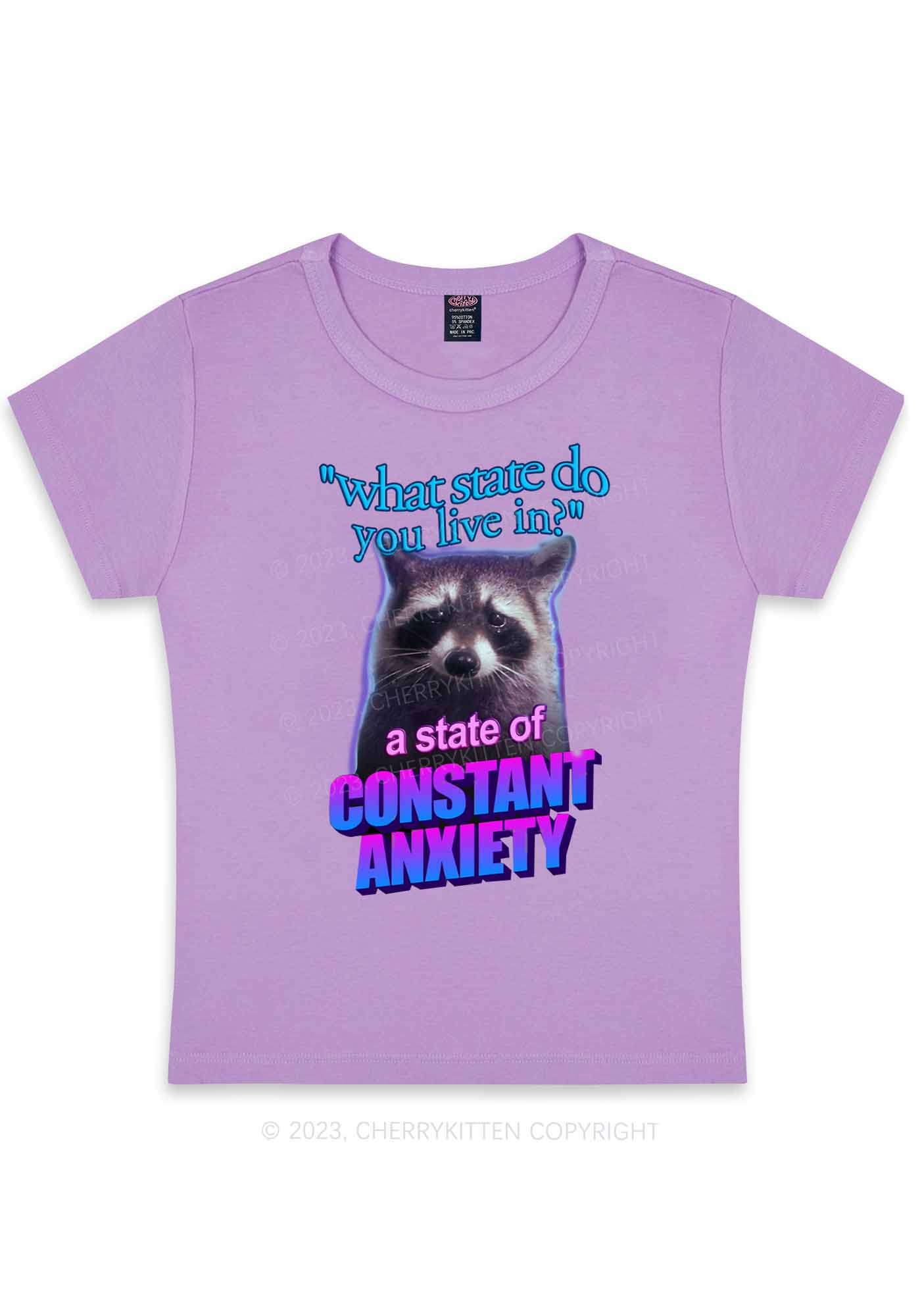 Curvy A State Of Constant Anxiety Y2K Baby Tee Cherrykitten