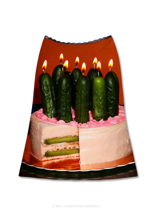Pickle Cake Y2K Print Midi Skirt Cherrykitten