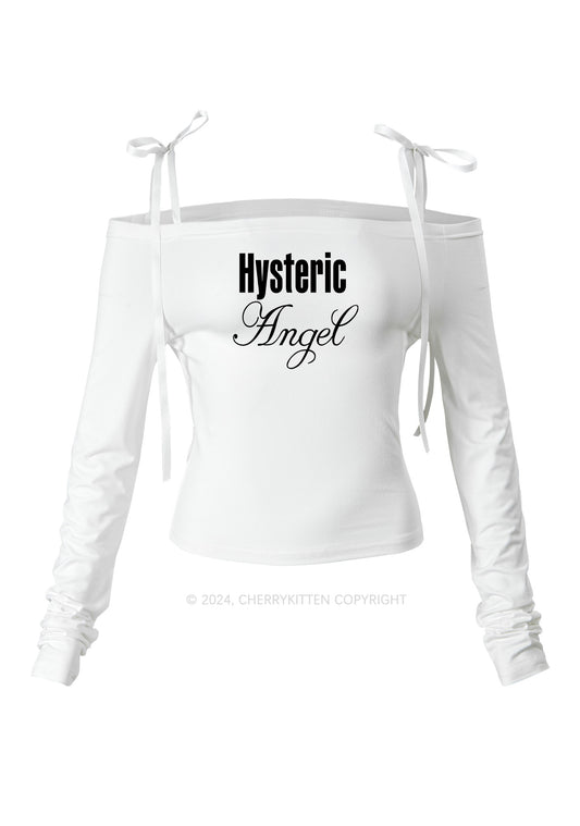 Hysteric Angel Y2K Lace Up Off Shoulder Long Sleeve Cherrykitten