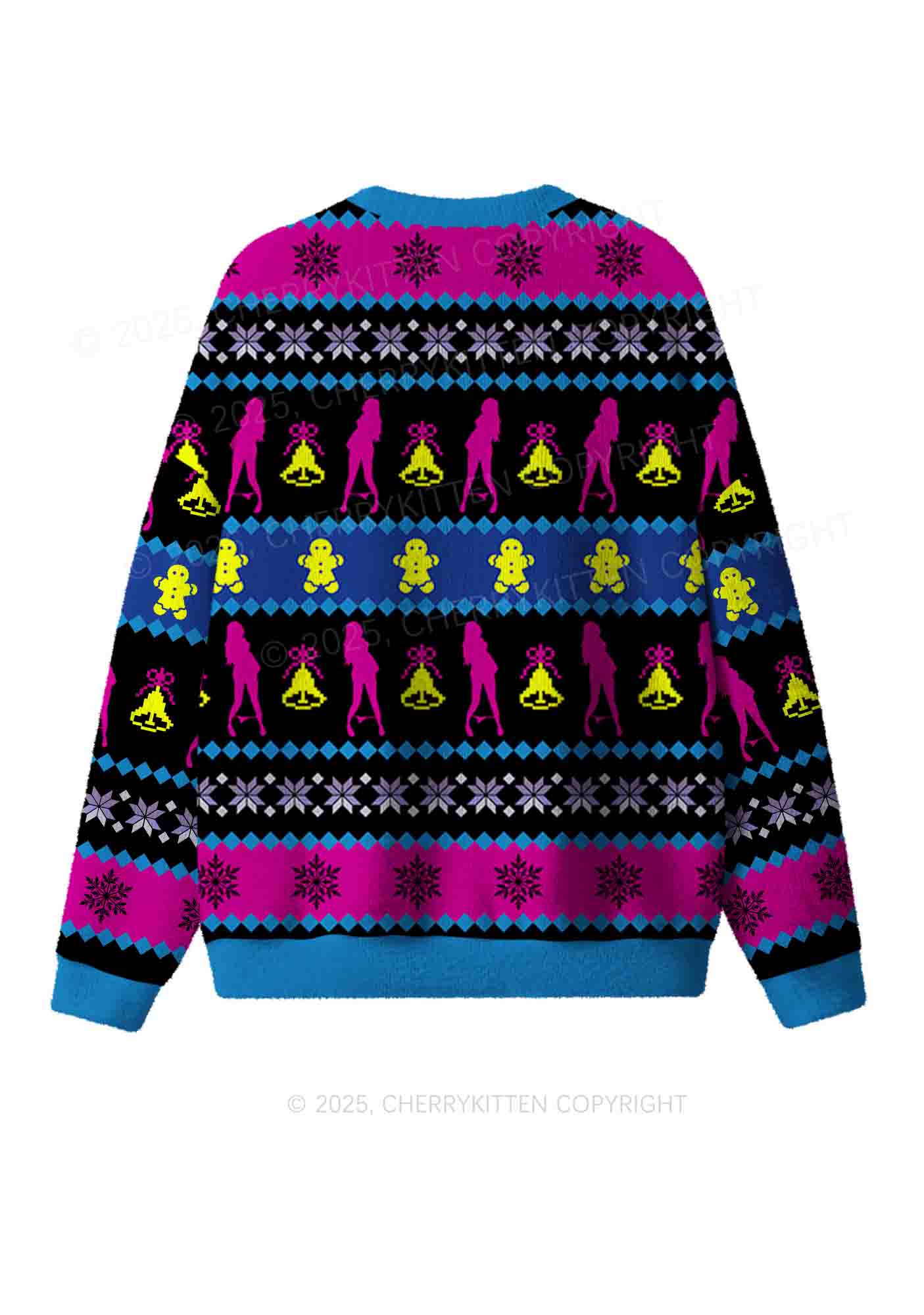 Blue Totally Slxt Y2K Christmas Knit Sweatshirt Cherrykitten