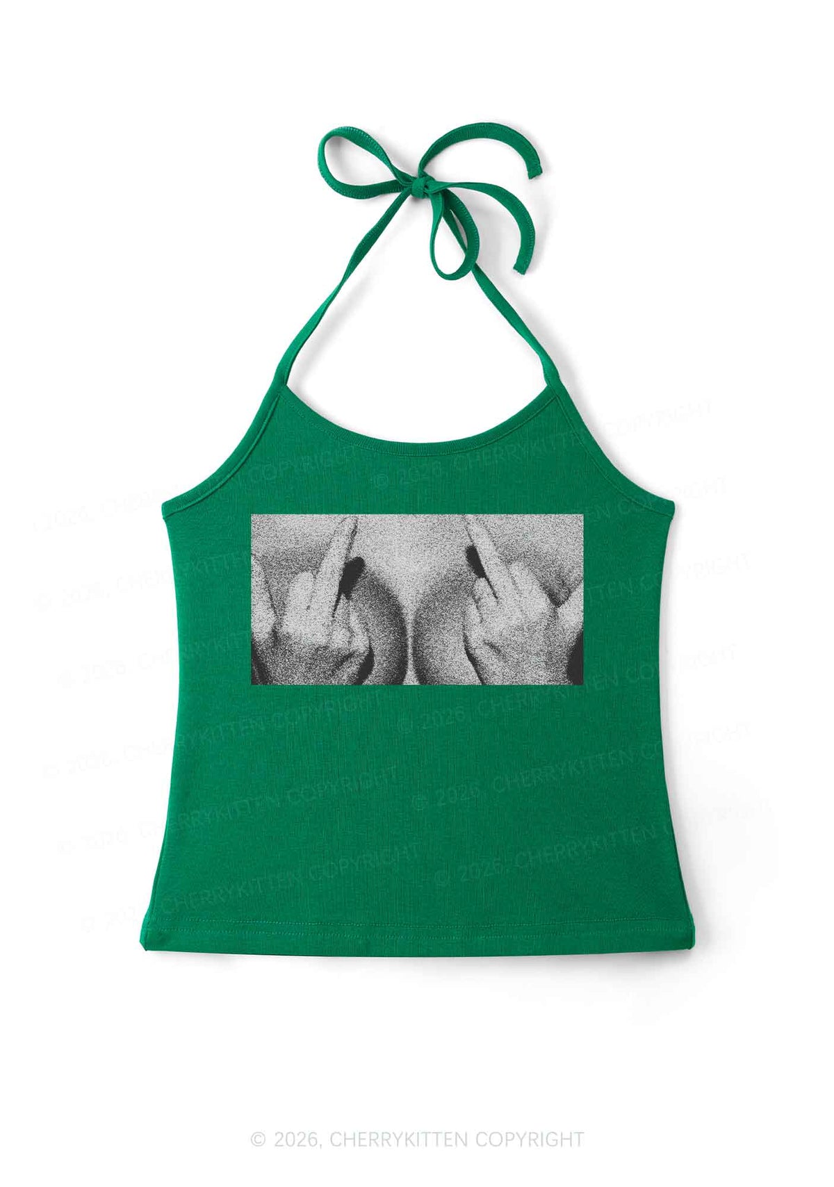 Middle Finger Bxxbs Y2K Halter Neck Cami Cherrykitten