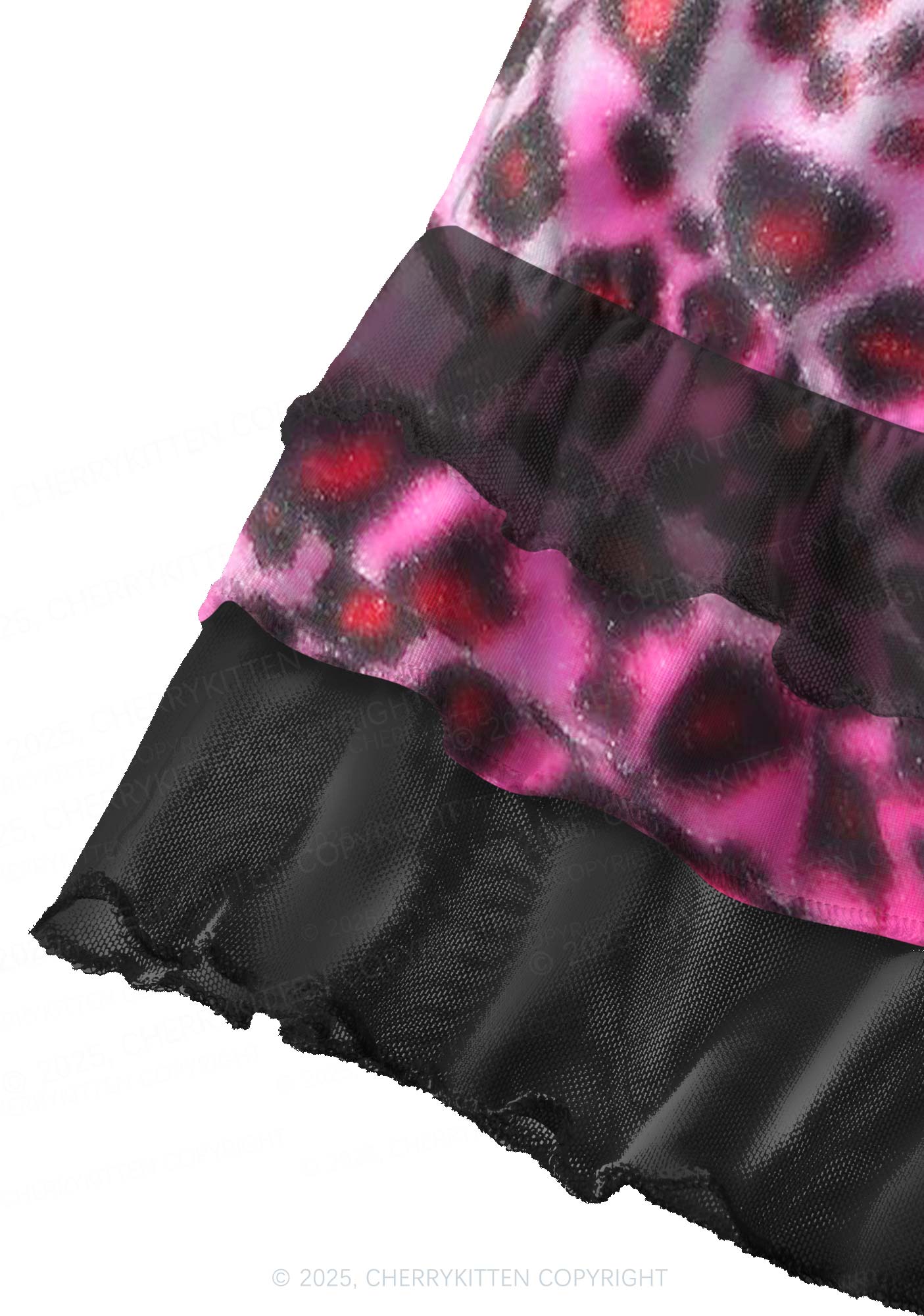 Glitter Pink Leopard Y2K Print Mini Layered Skirt Cherrykitten