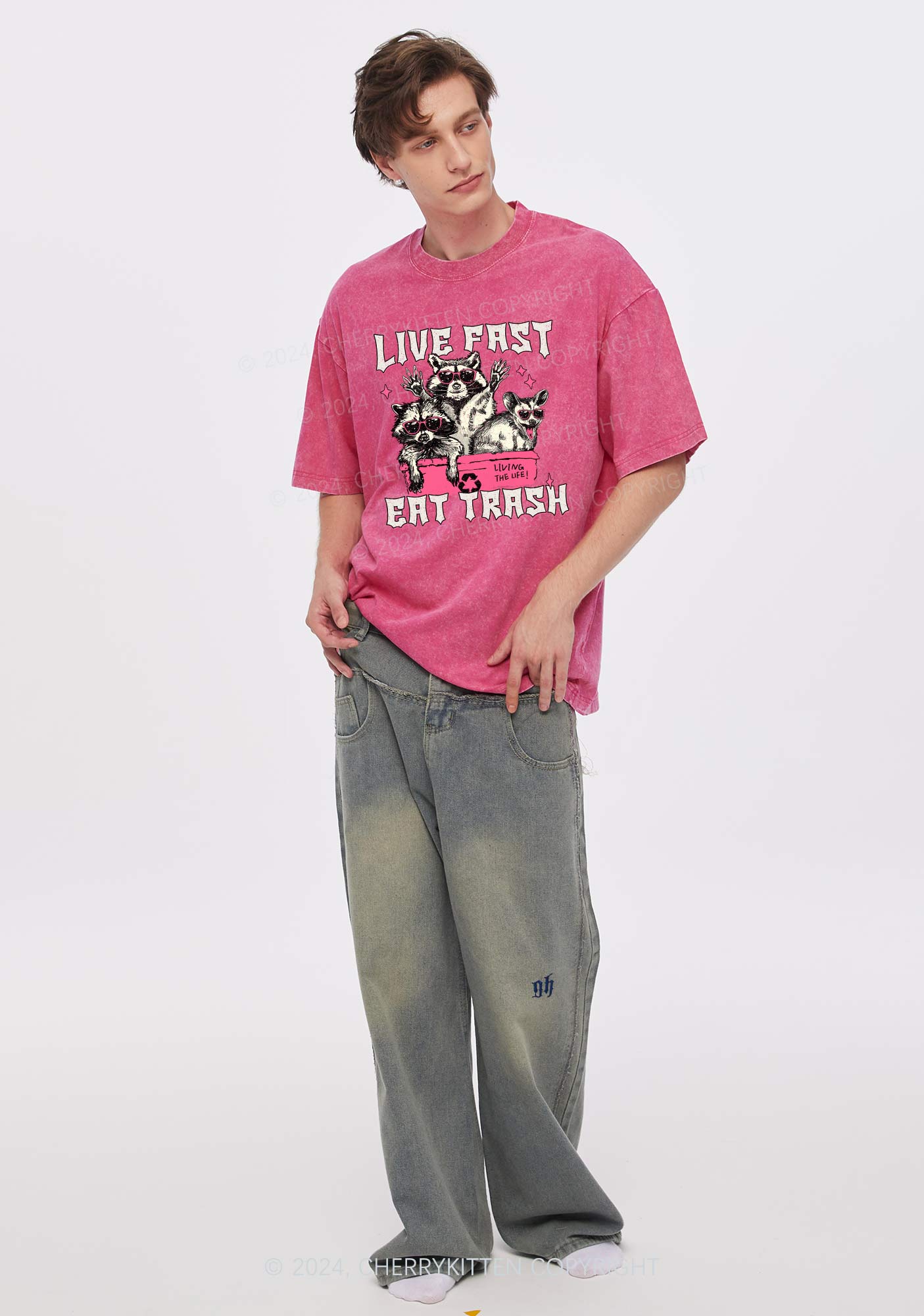 Live Fast Eat Trash Y2K Washed Tee Cherrykitten