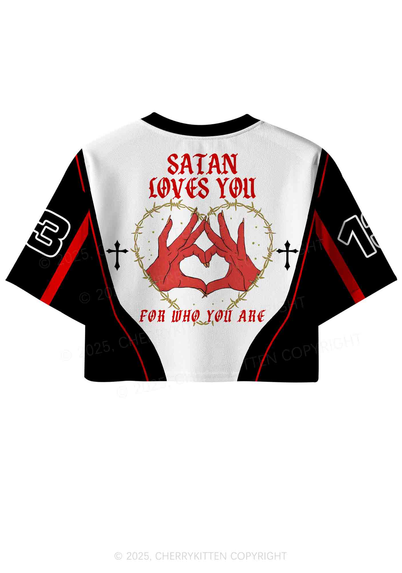 Halloween Custom Satan Loves Y2K Crop Sport Jersey Shirts Cherrykitten