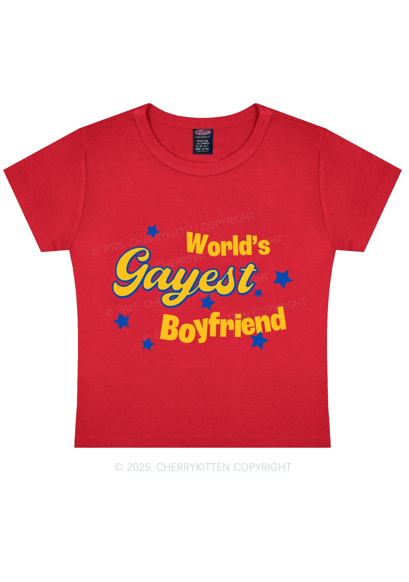 Worlds Gayest Boyfriend Pride Y2K Baby Tee Cherrykitten