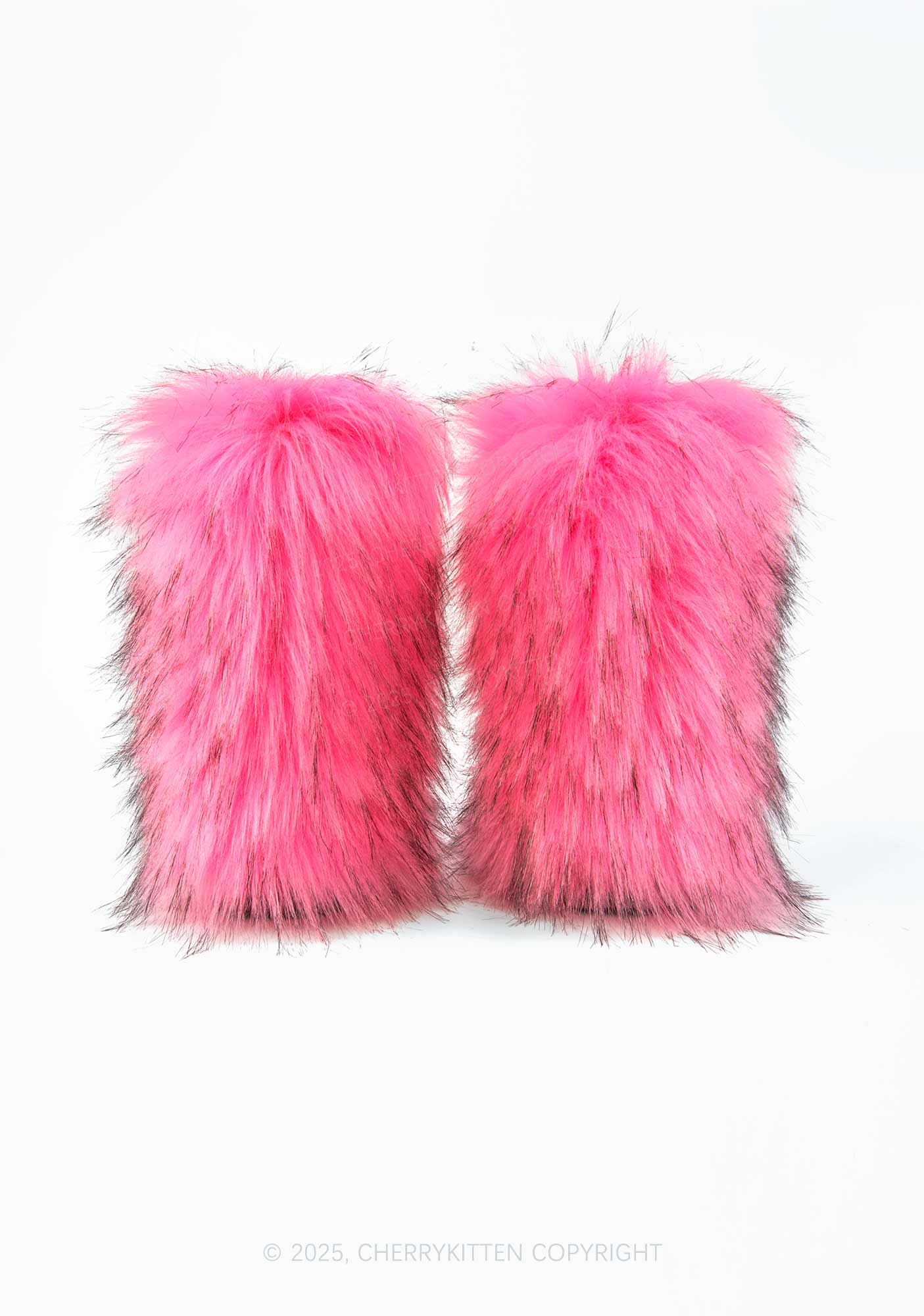 Hot Pink Faux Fur Y2K Mid Calf Boots Cherrykitten