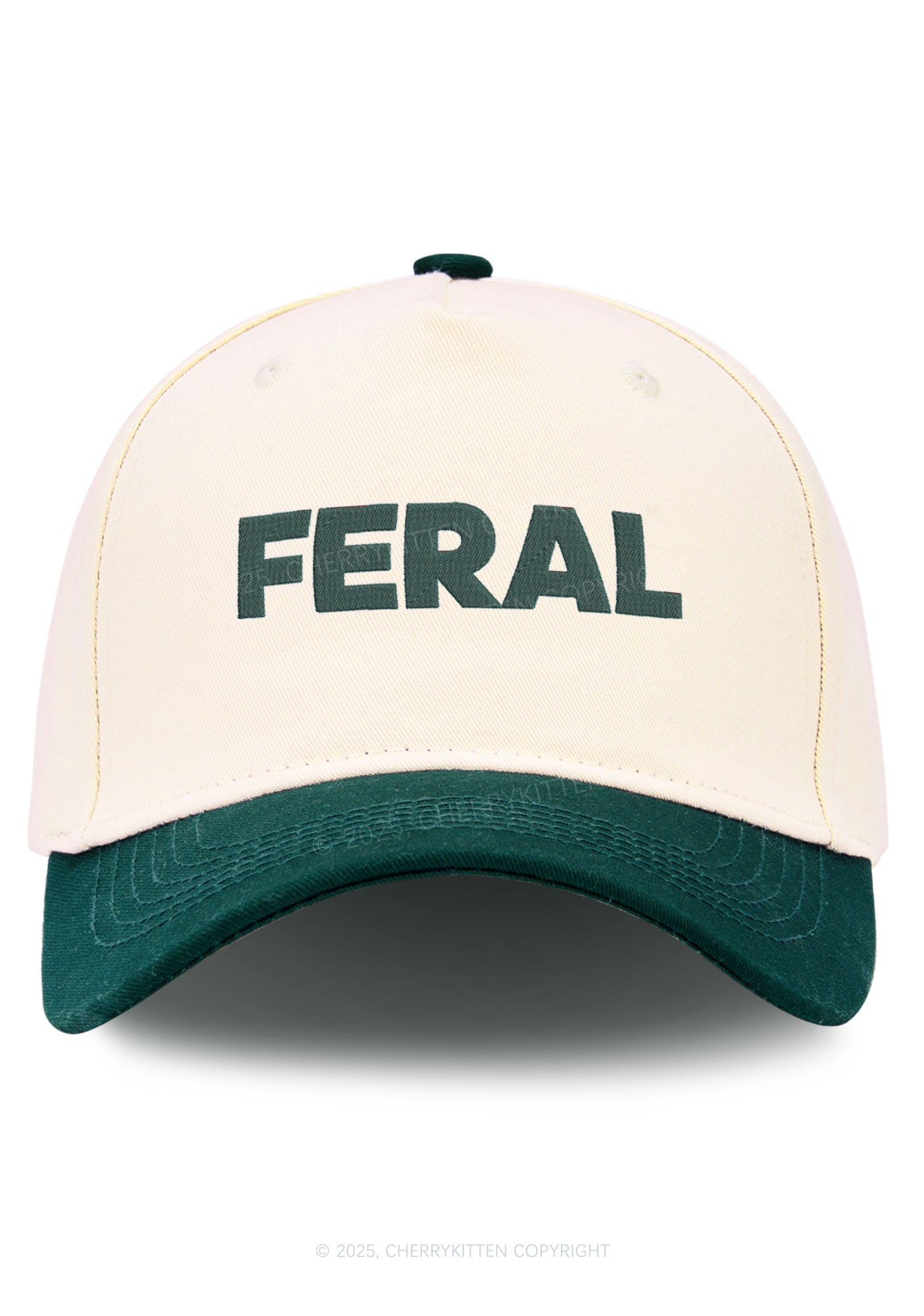 Embroidered Feral Y2K Color Block Baseball Cap Cherrykitten