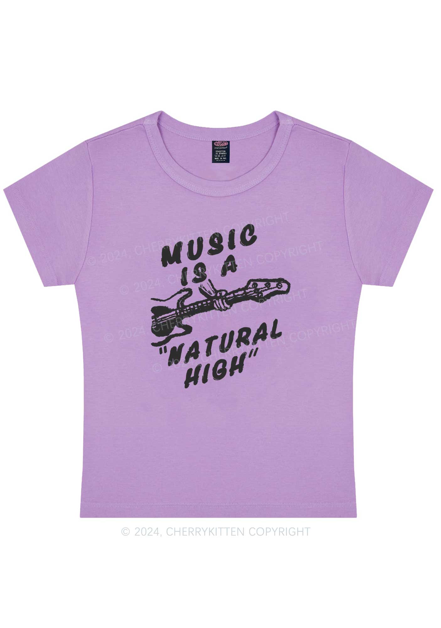 Curvy Music Is A Natural High Y2K Baby Tee Cherrykitten