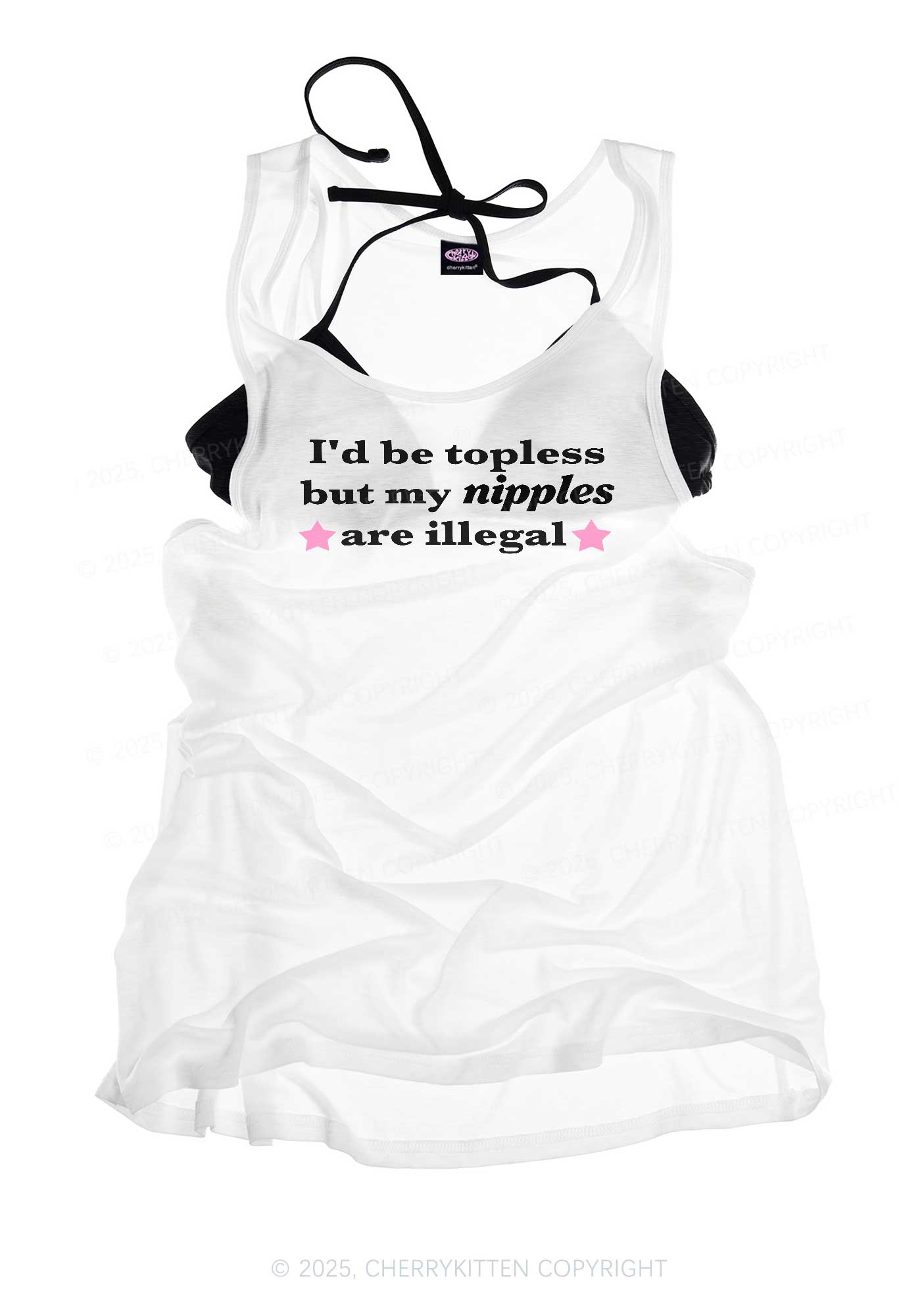 Nixxles Are Illegal Y2K Sheer Boyfriend Tank Cherrykitten