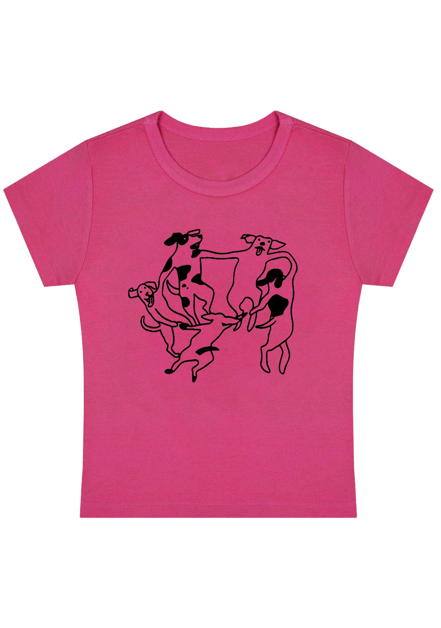 Dancing Dogs Y2K Baby Tee