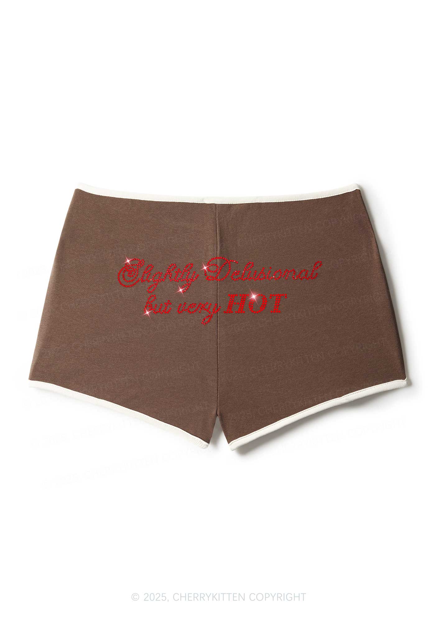 Rhinestone Slightly Delusional But Very Hot Y2K Booty Shorts Cherrykitten