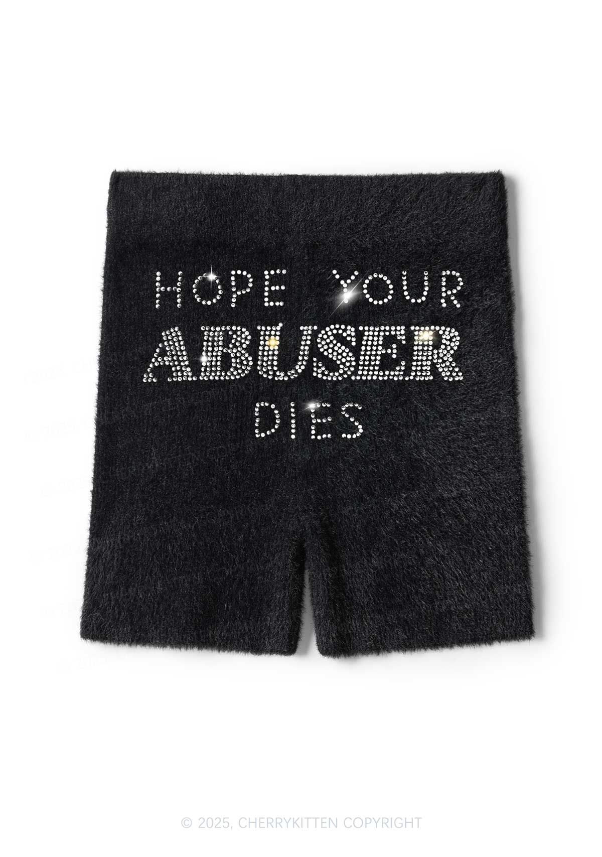 Rhinestone Abuser Dies Y2K Fluffy Shorts Cherrykitten