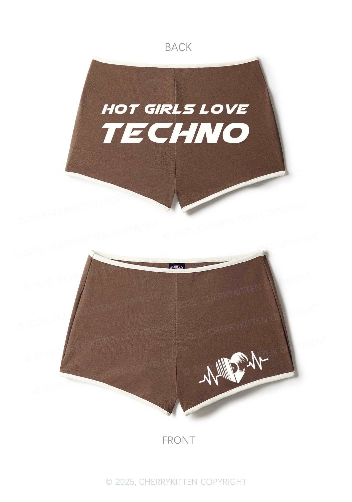Hot Girls Love Techno Y2K Booty Shorts Cherrykitten