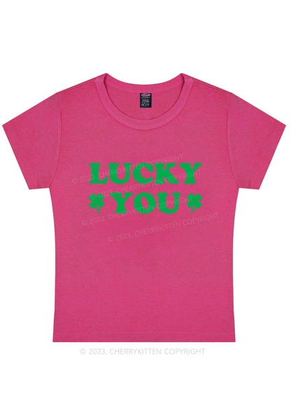 Lucky Green St Patricks Y2K Baby Tee Cherrykitten