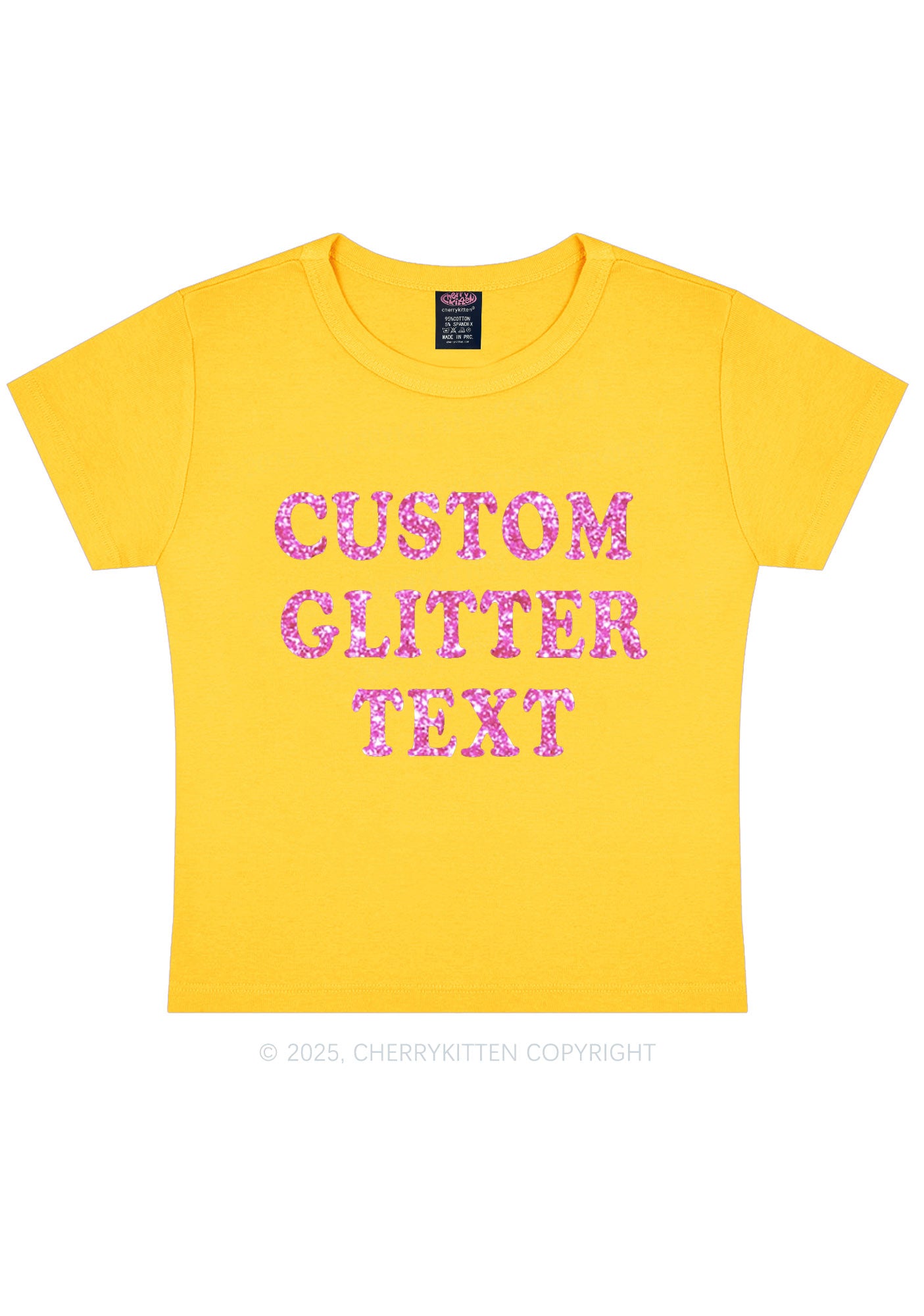 Custom Text Glitter Y2K Baby Tee Cherrykitten
