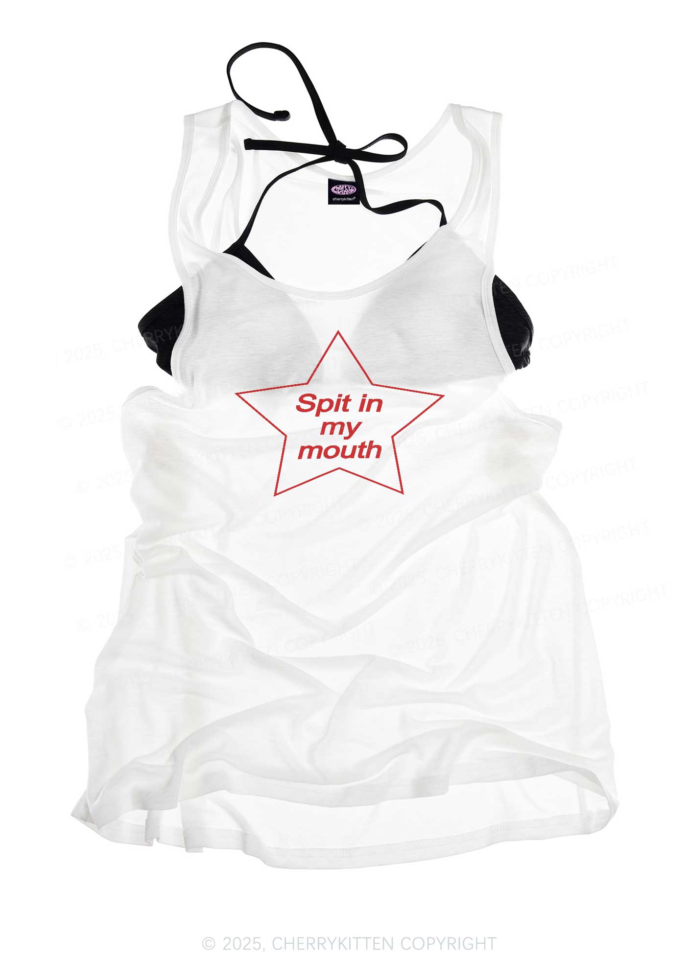 Spit In My Mouth Y2K Sheer Boyfriend Tank Cherrykitten