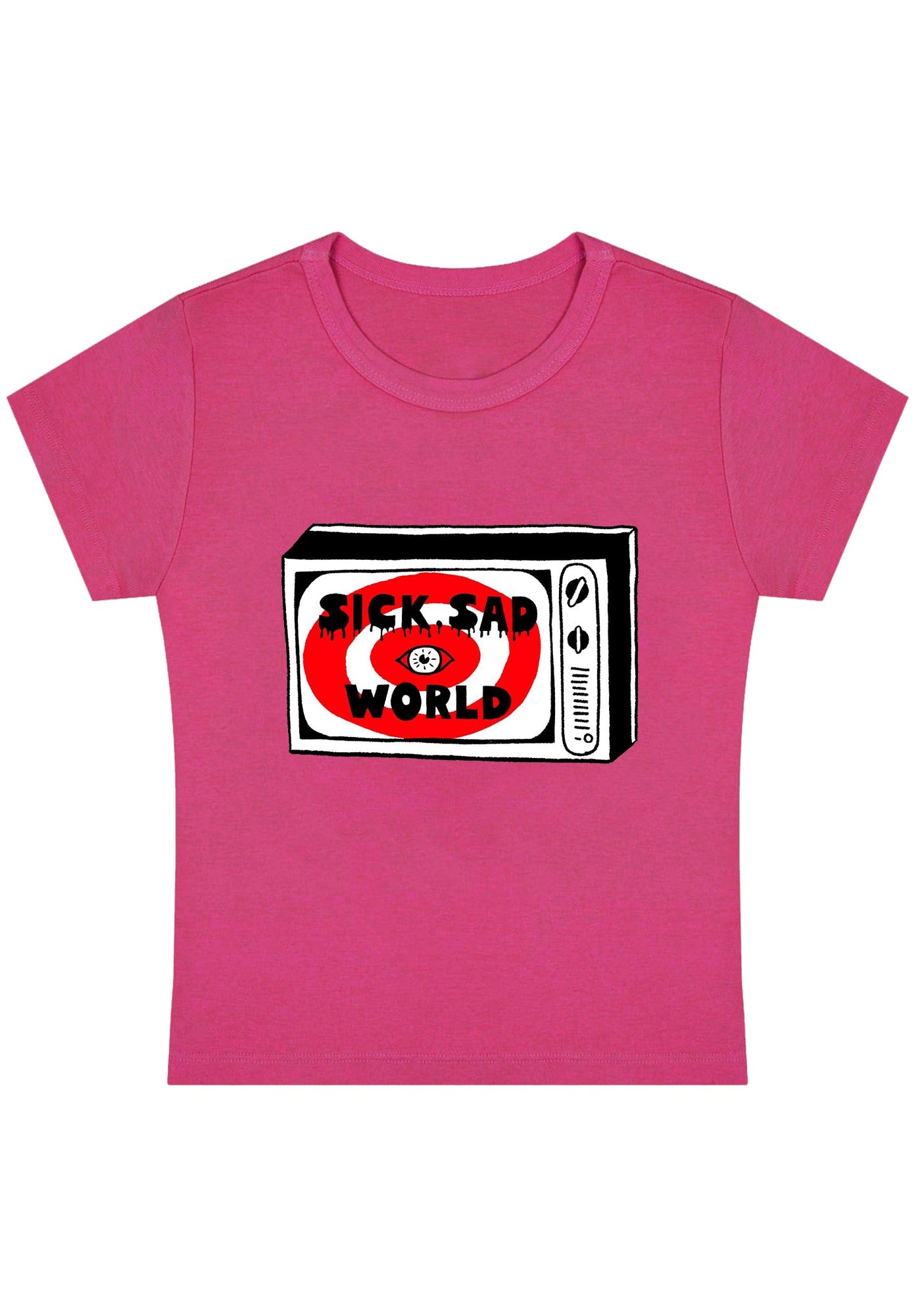 Curvy Sick Sad World Eyes Baby Tee