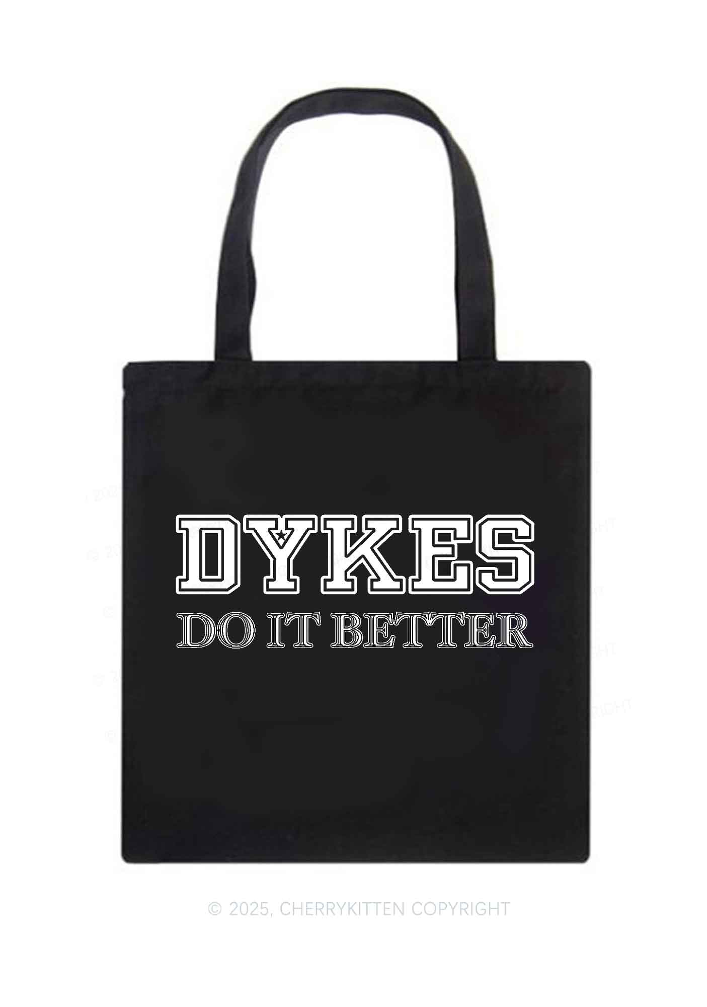 Dykes Do It Better Pride Y2K Canvas Tote Bag Cherrykitten