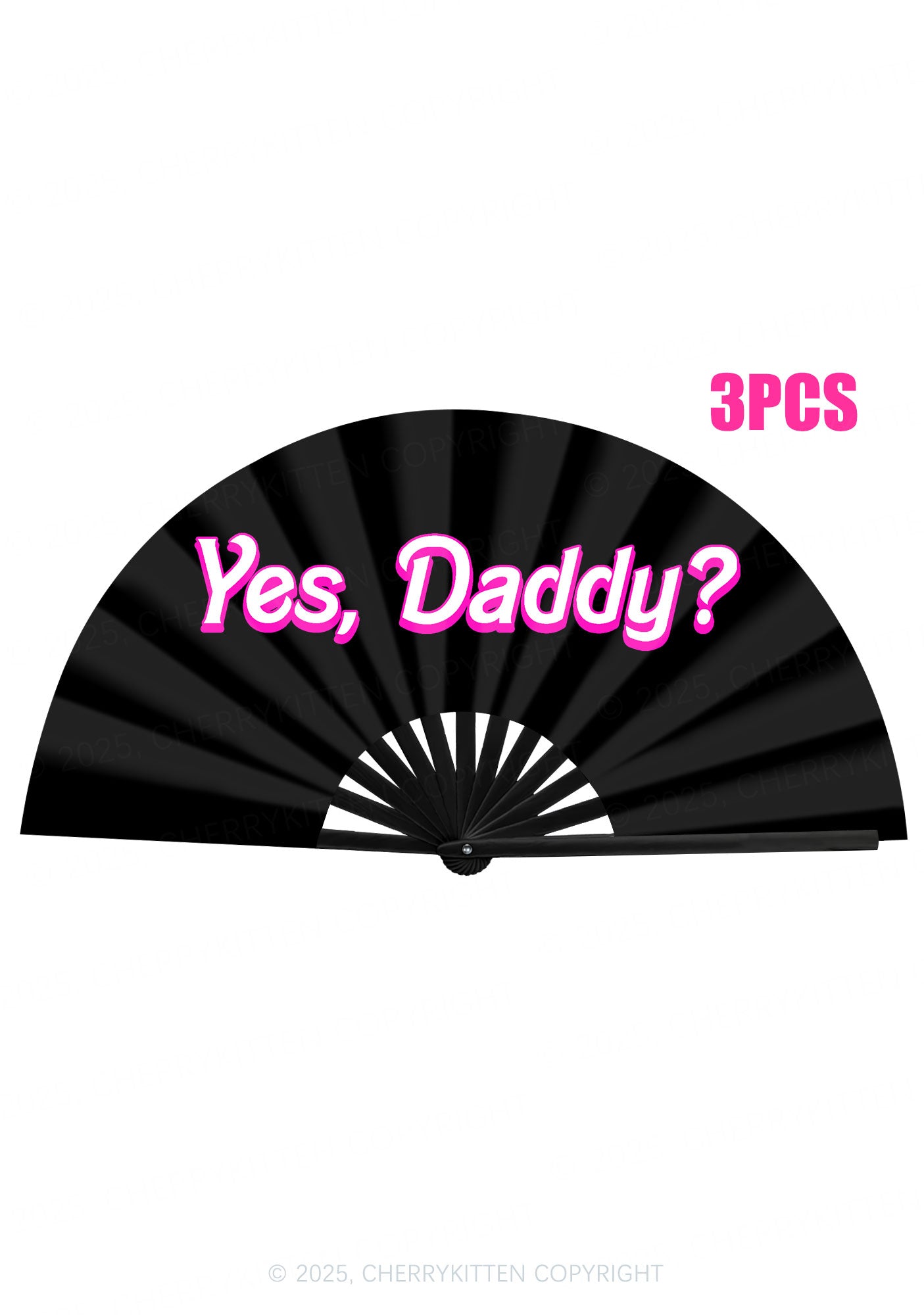Yes Daddy Valentine's Day Y2K Rave Hand Fan Cherrykitten