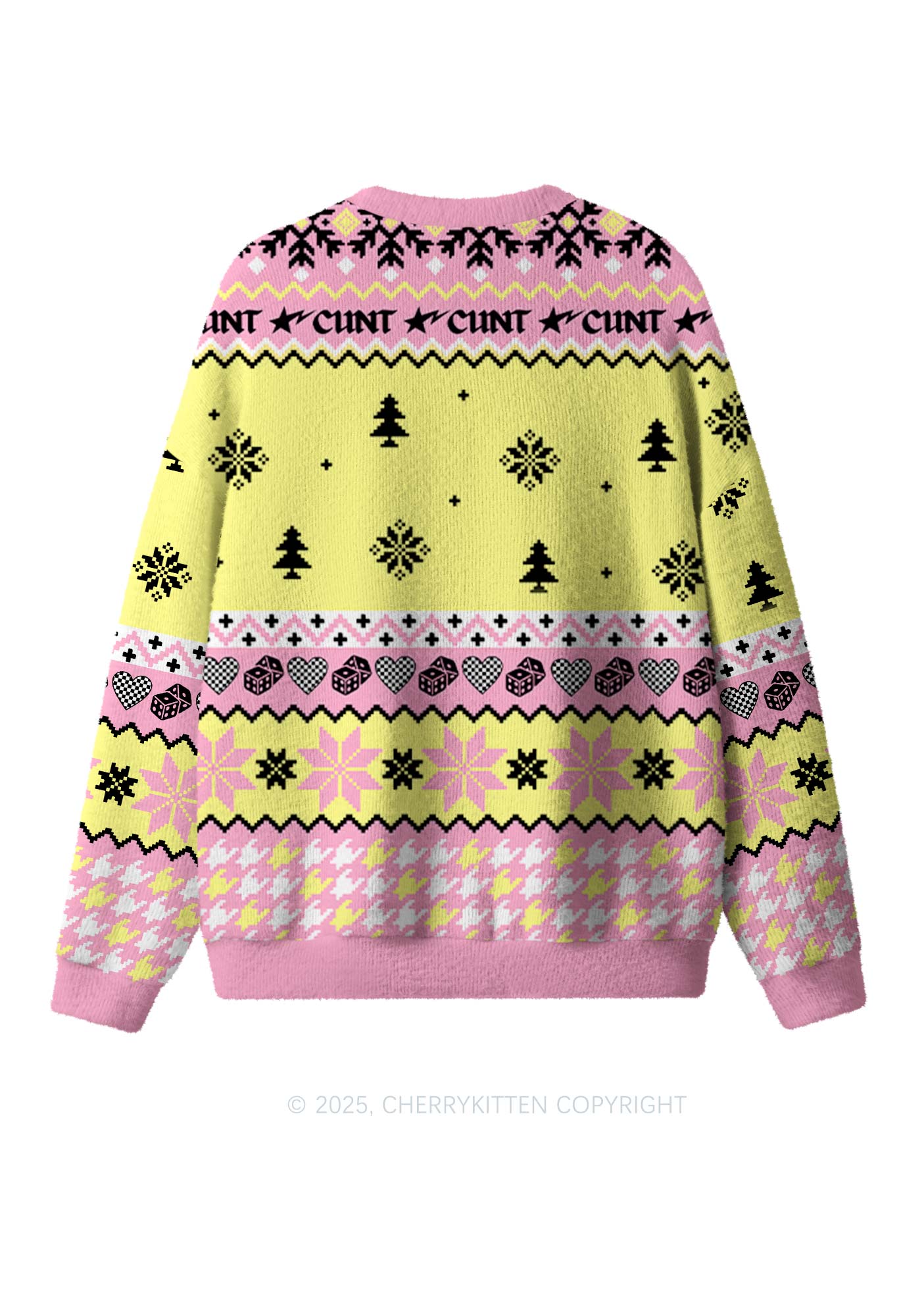 Yellow Cxxt Y2K Christmas Knit Sweatshirt Cherrykitten