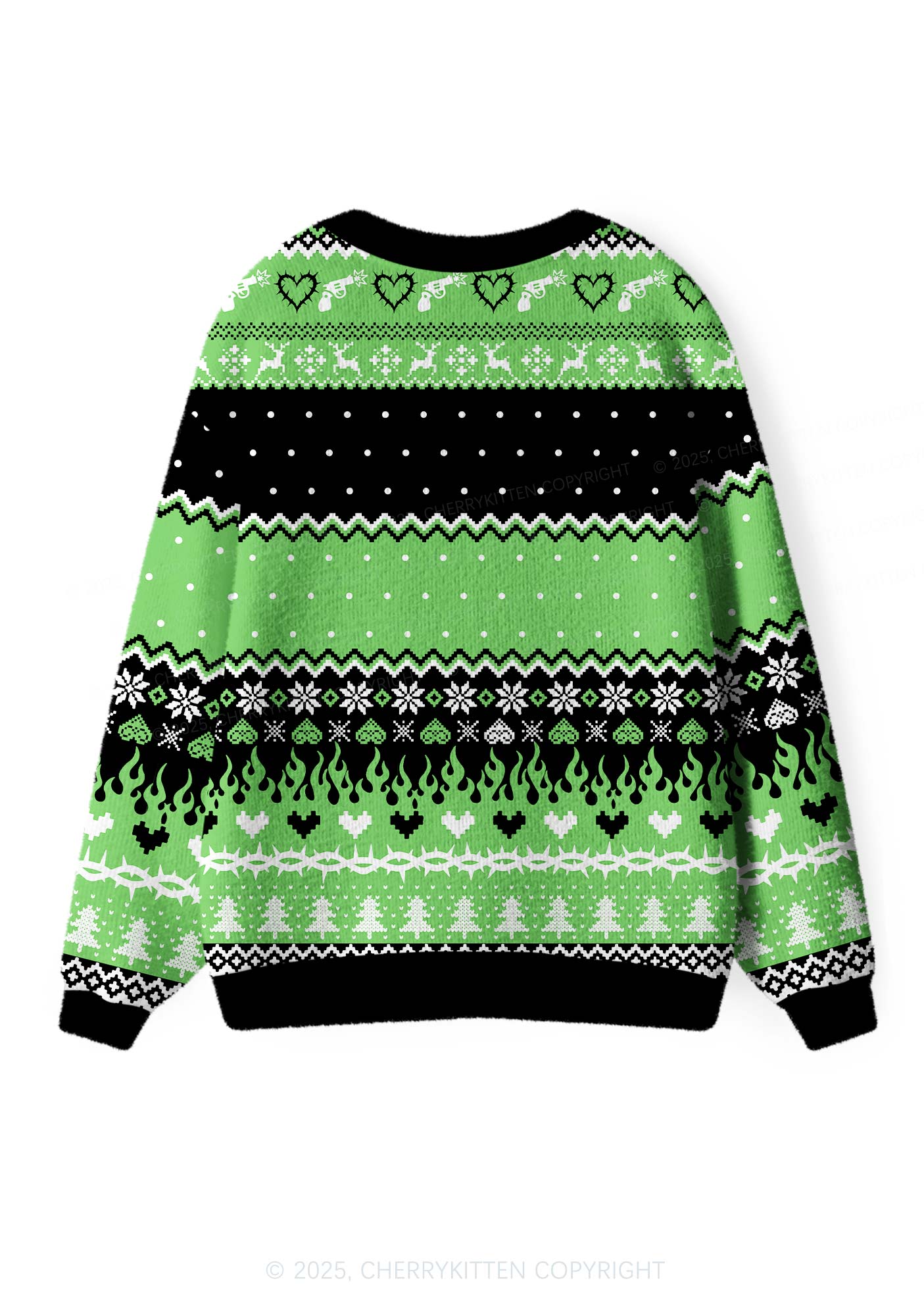 Green Hunter Y2K Christmas Cardigan Knit Sweatshirt Cherrykitten