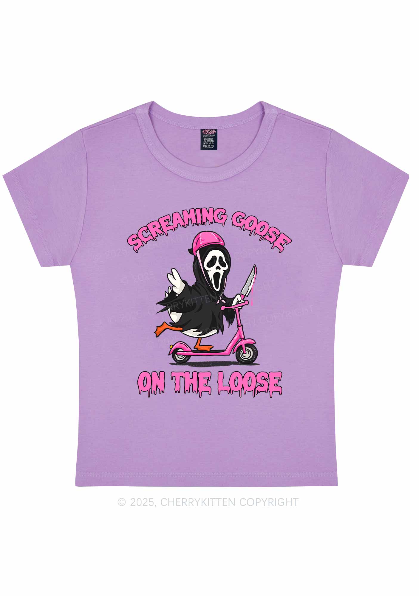 Halloween Screaming Goose On Loose Y2K Baby Tee Cherrykitten