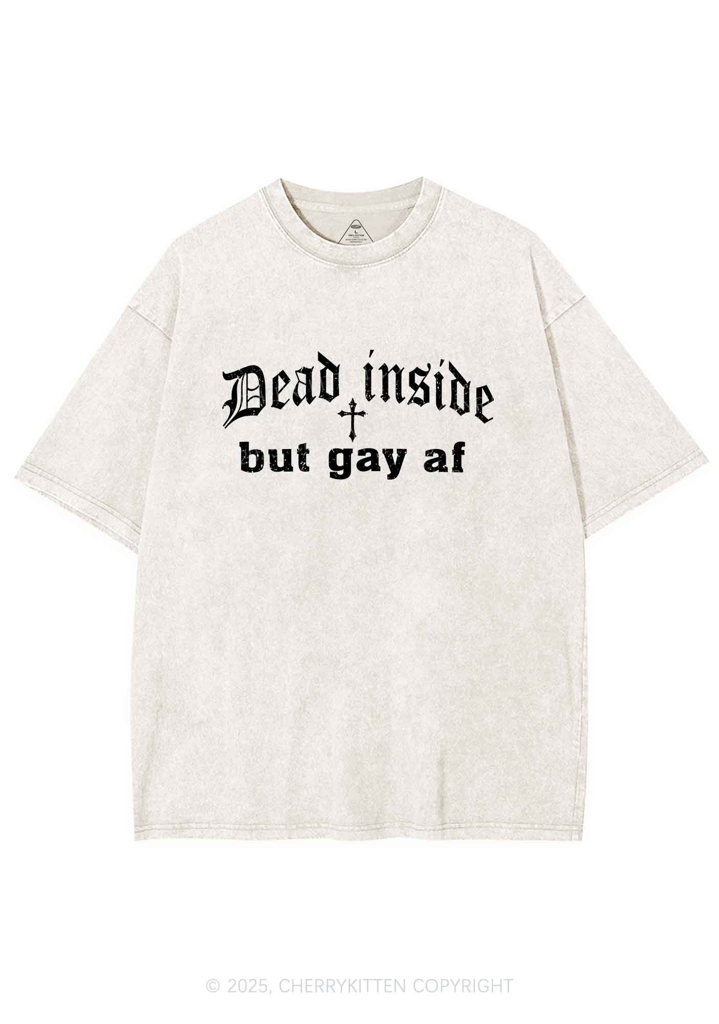 Dead Inside But Gay AF Pride Y2K Shirts Washed Tee Cherrykitten