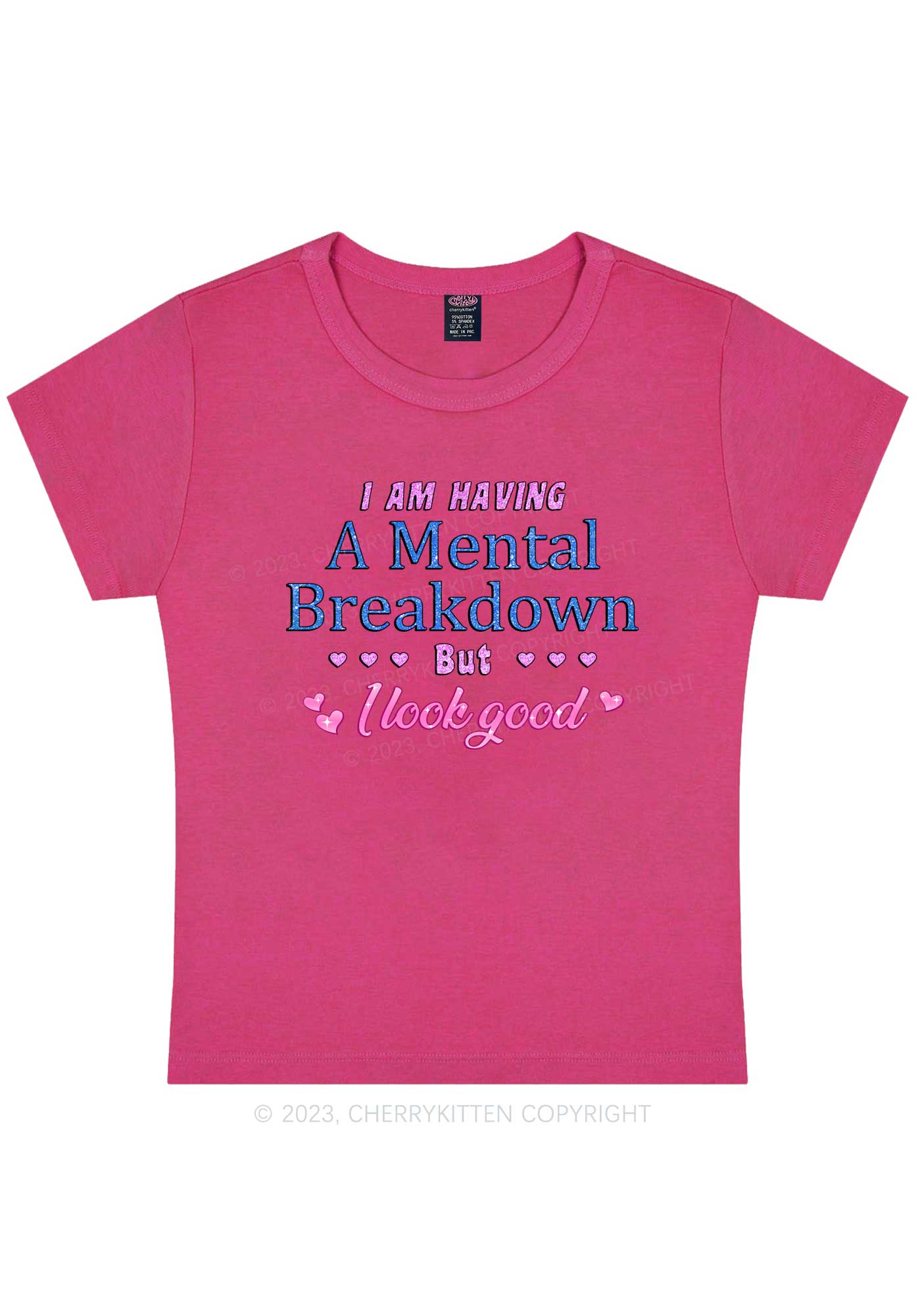 Curvy Mental Breakdown Y2K Baby Tee Cherrykitten