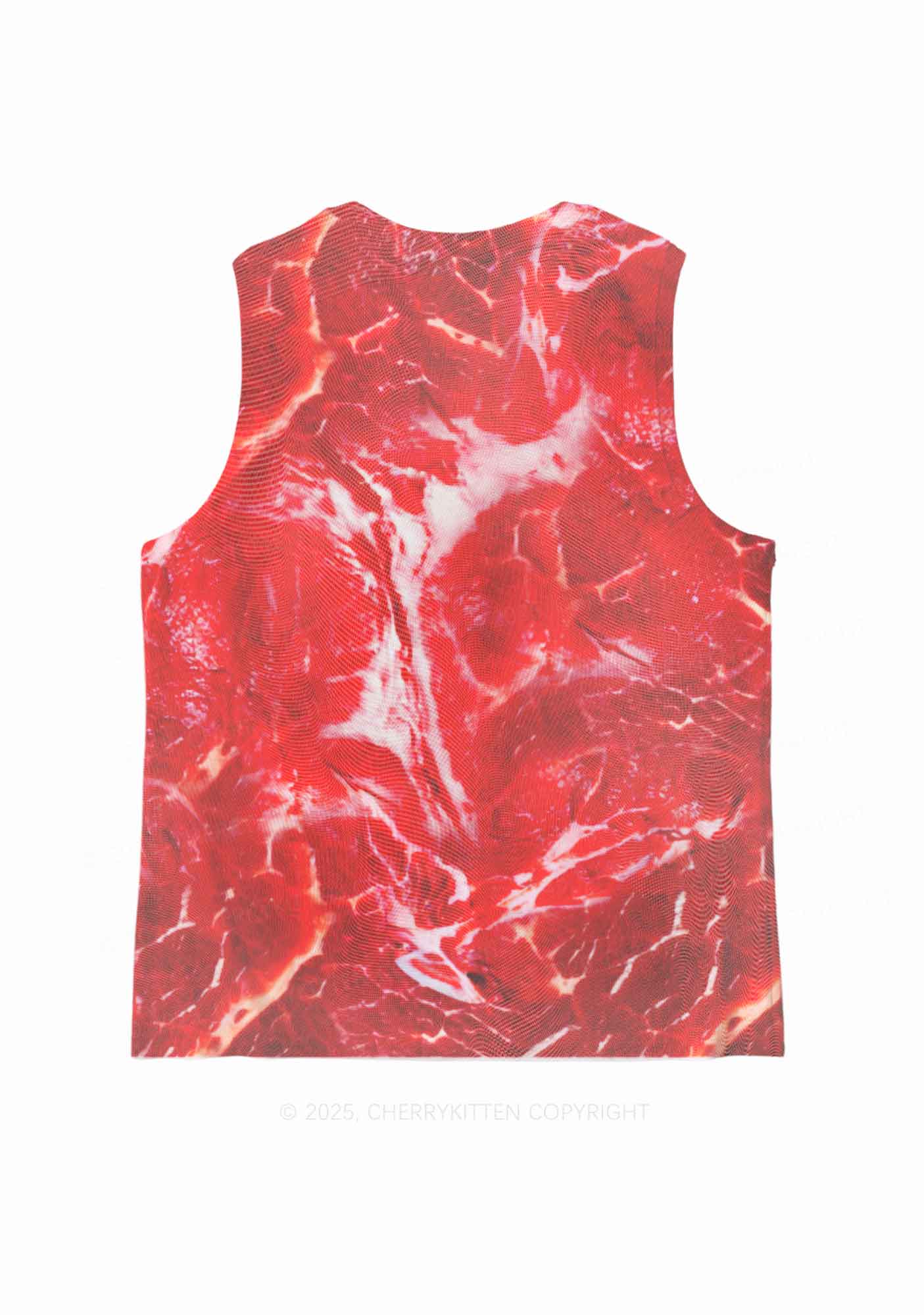 Beef Steak Texture Y2K Mesh Muscle Tank Cherrykitten